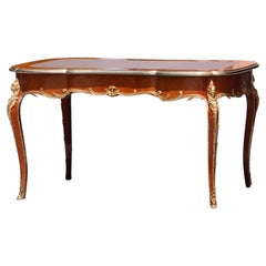 Louis XV Style Gilt Bronze Mounted Tulipwood Bureau Plat