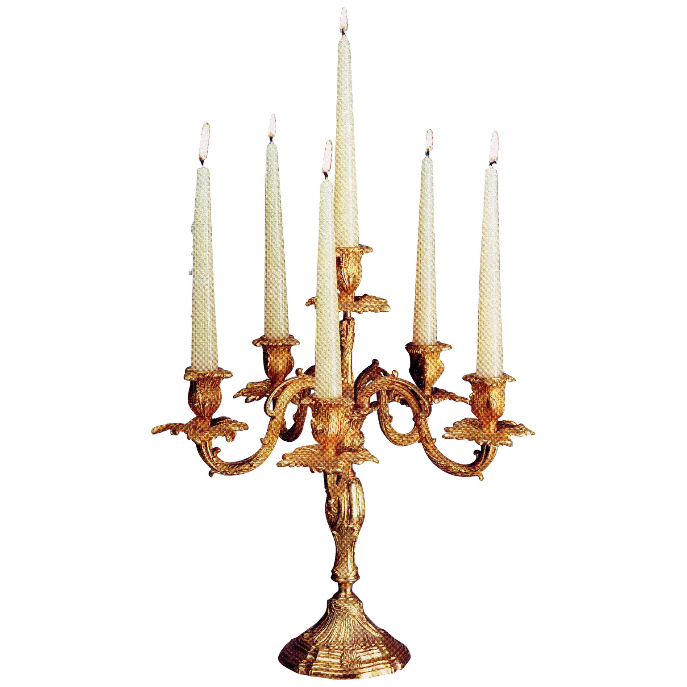 Louis XV Style Gilt Bronze Six Lights Candelabra By Gherardo Degli Albizzi For Sale