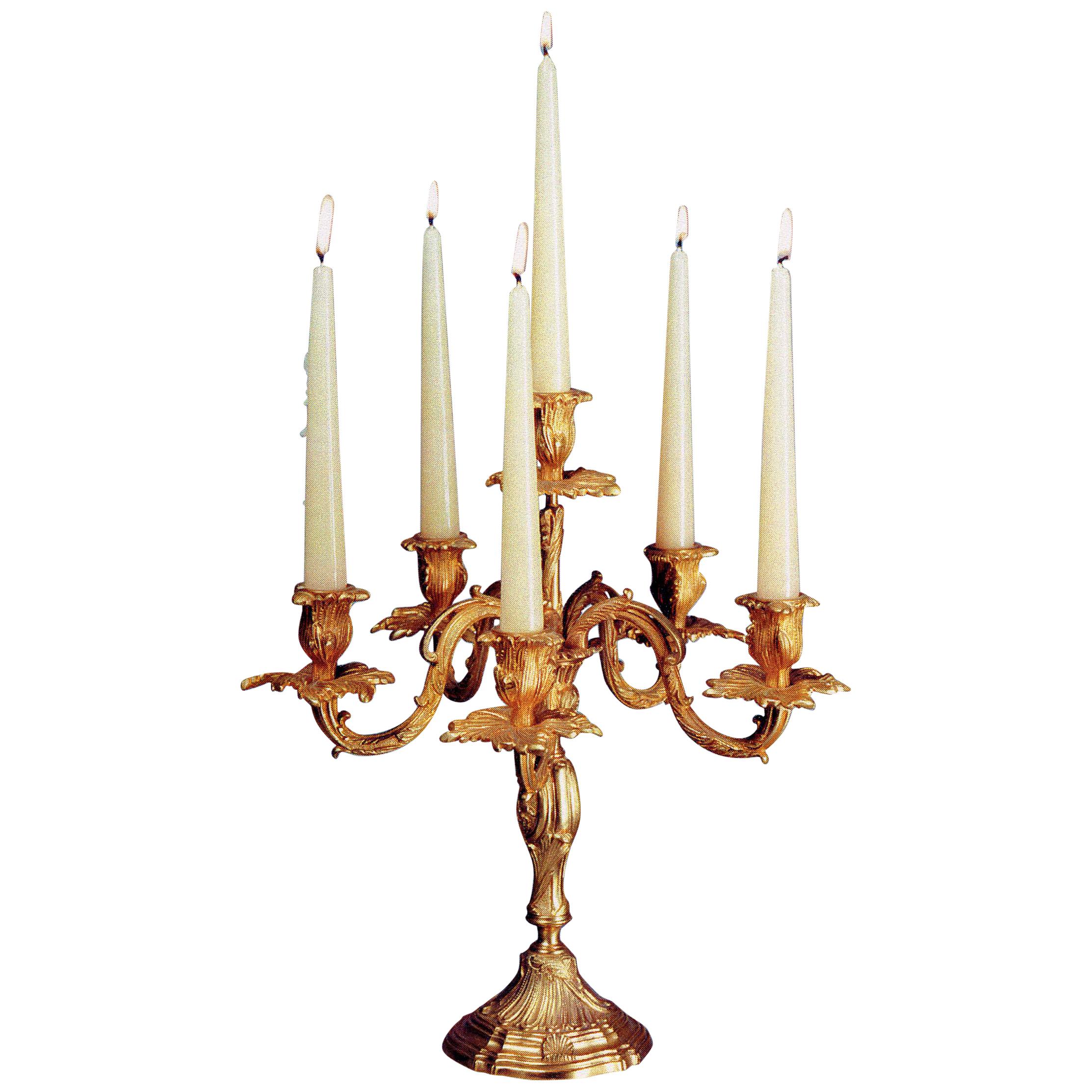 Louis XV Style Gilt Bronze Six Lights Candelabra By Gherardo Degli Albizzi