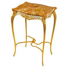 Louis XV Style Gilt Bronze Table, Marble Top, 19th Century.
