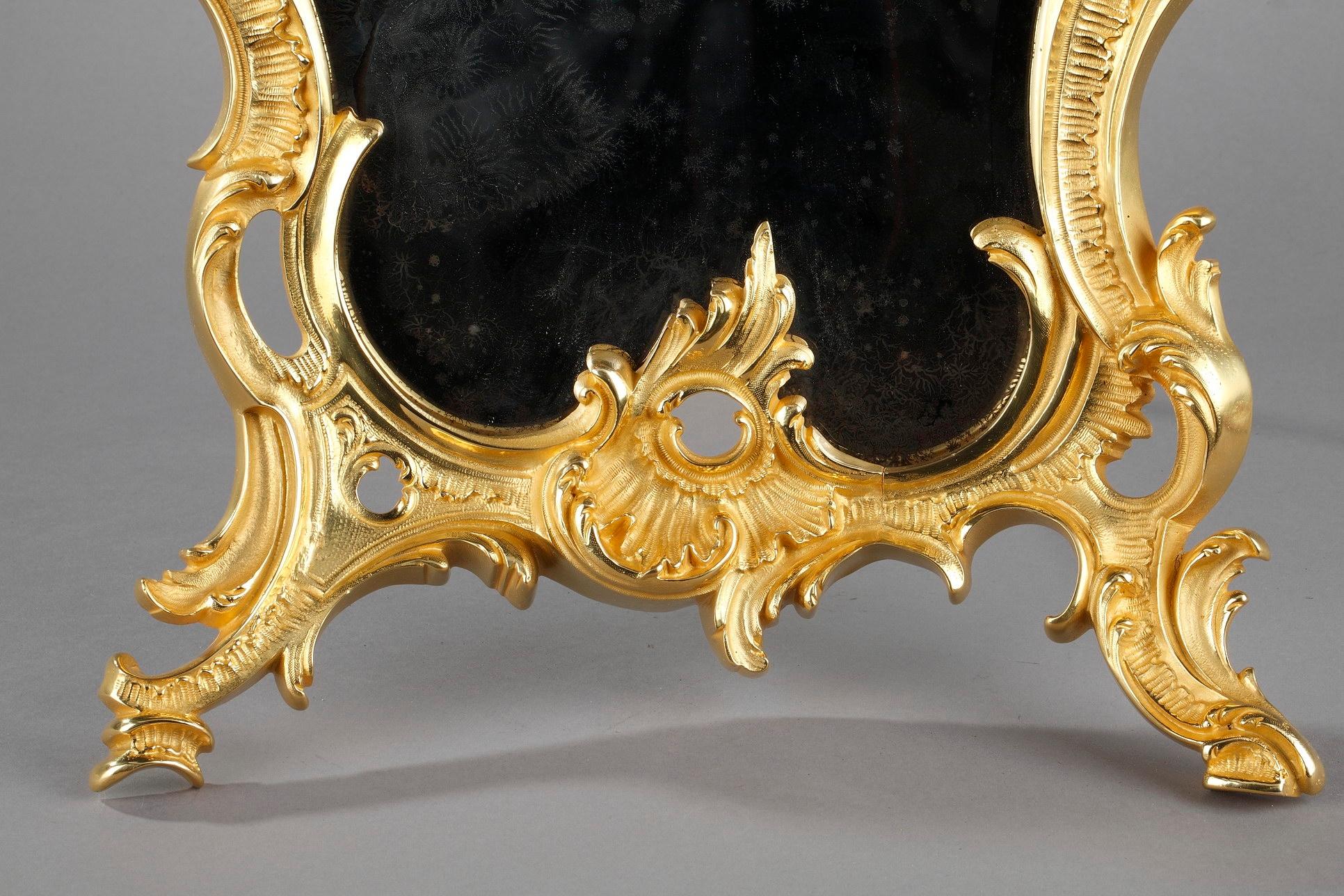 Vergoldeter Bronze-Tischspiegel im Stil Louis XV. im Angebot 6