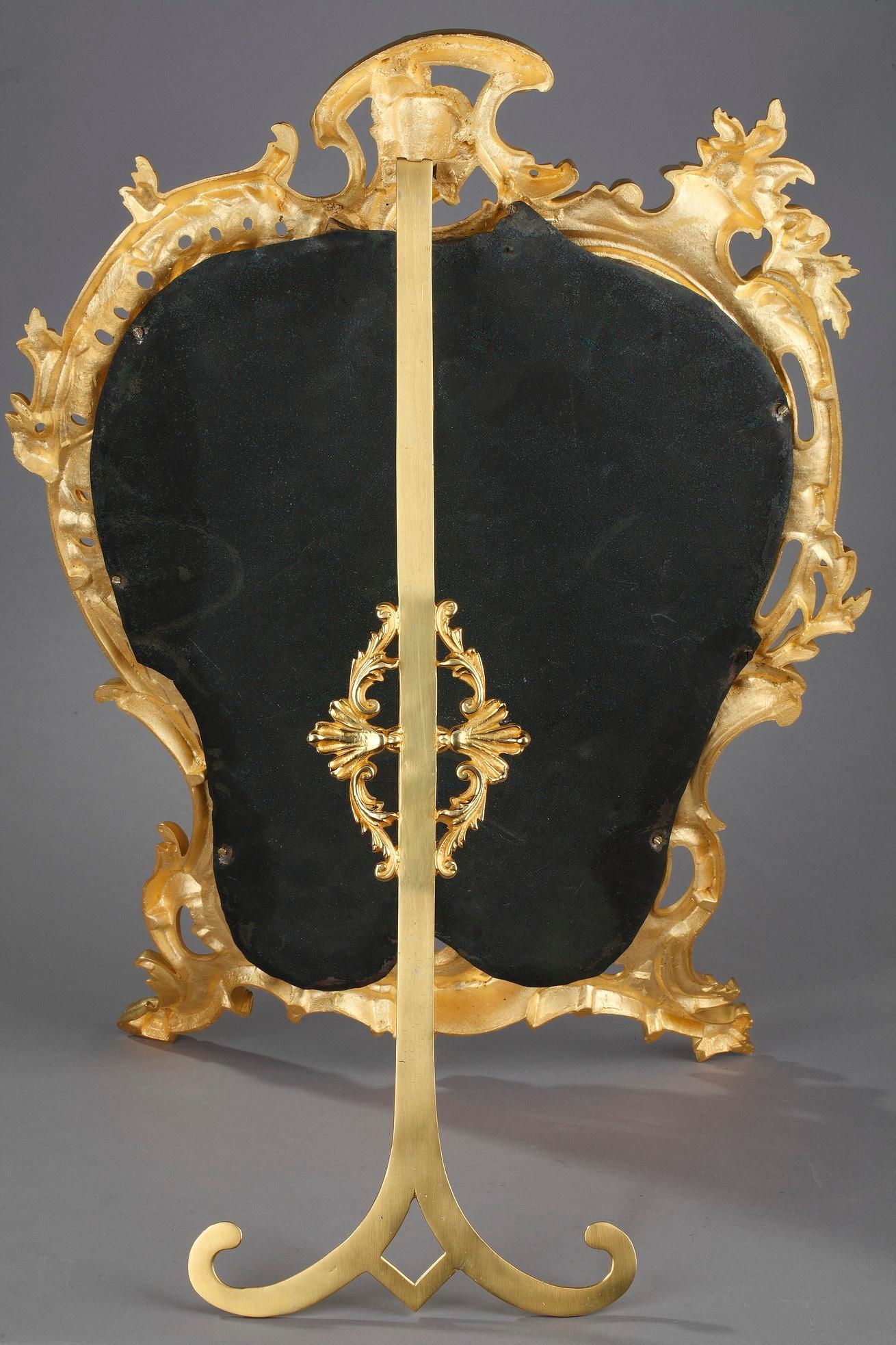 19th Century Louis XV Style Gilt Bronze Table Mirror For Sale