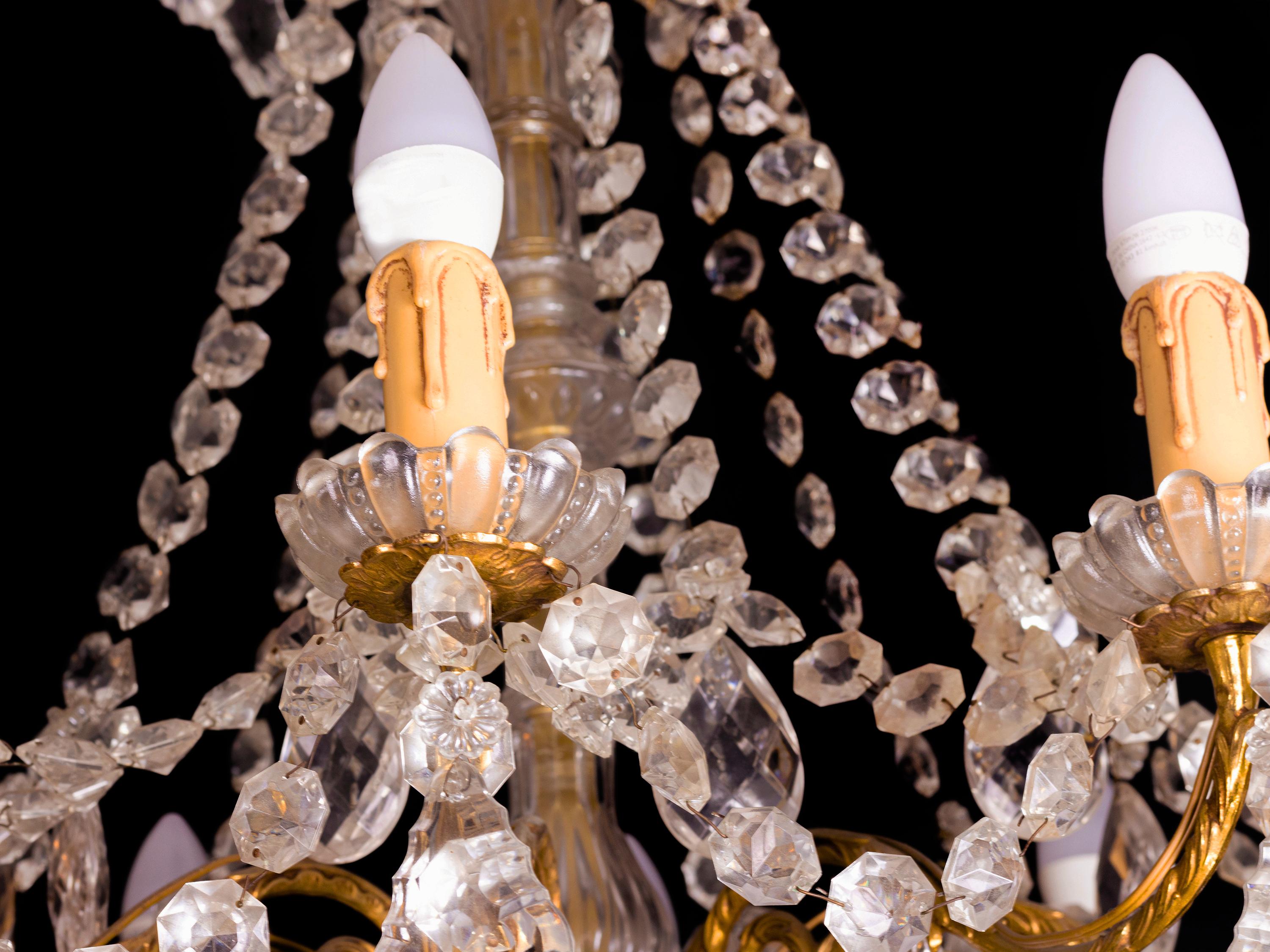 Metal Louis XV Style Gilt Bronze 10 Arms Chandelier, 20th Century For Sale
