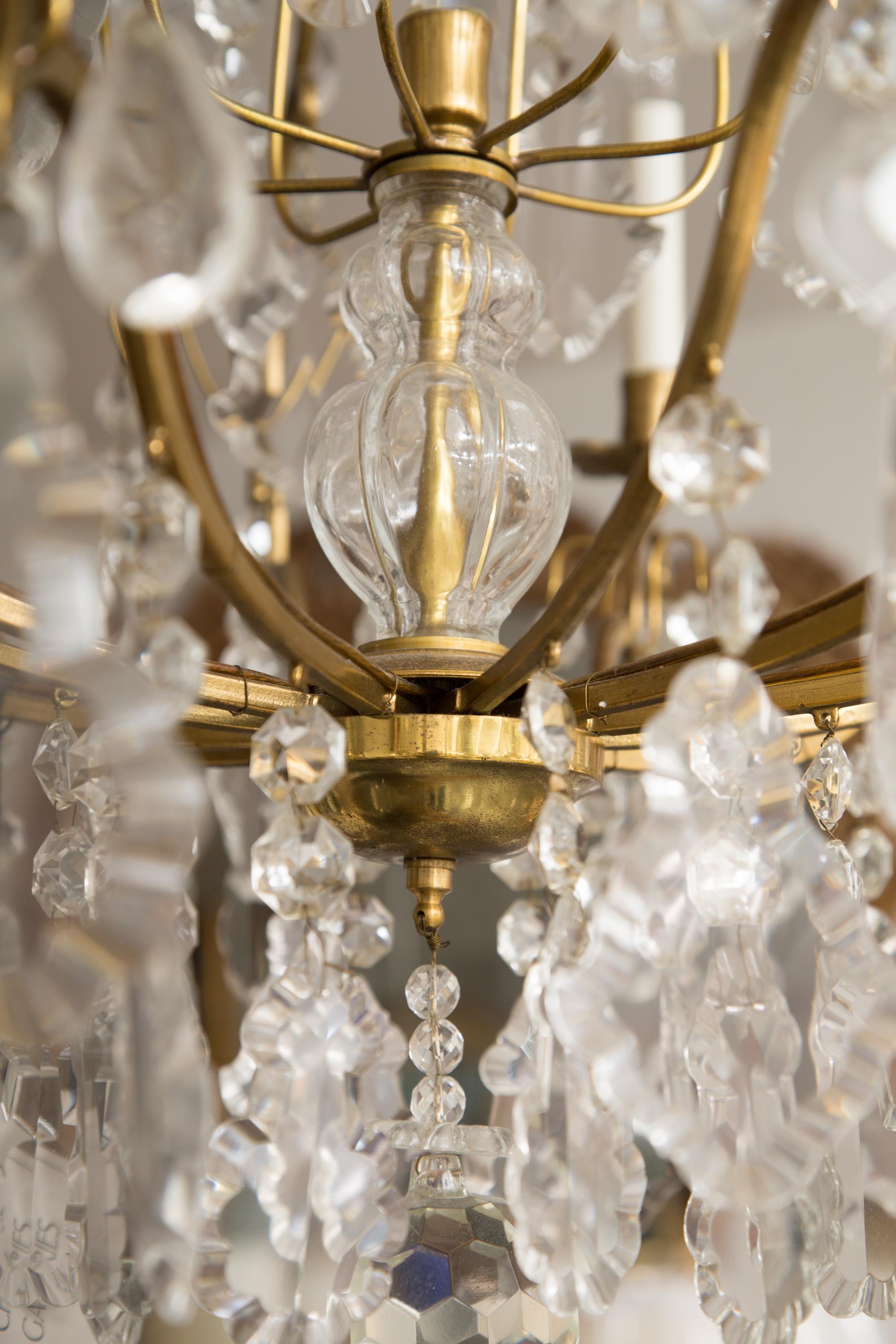 Louis XV Style Gilt Bronze Twelve Light Bird Cage Style Electrified Chandelier In Good Condition In WEST PALM BEACH, FL