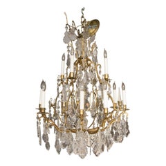 Louis XV Style Gilt Bronze Twelve Light Bird Cage Style Electrified Chandelier