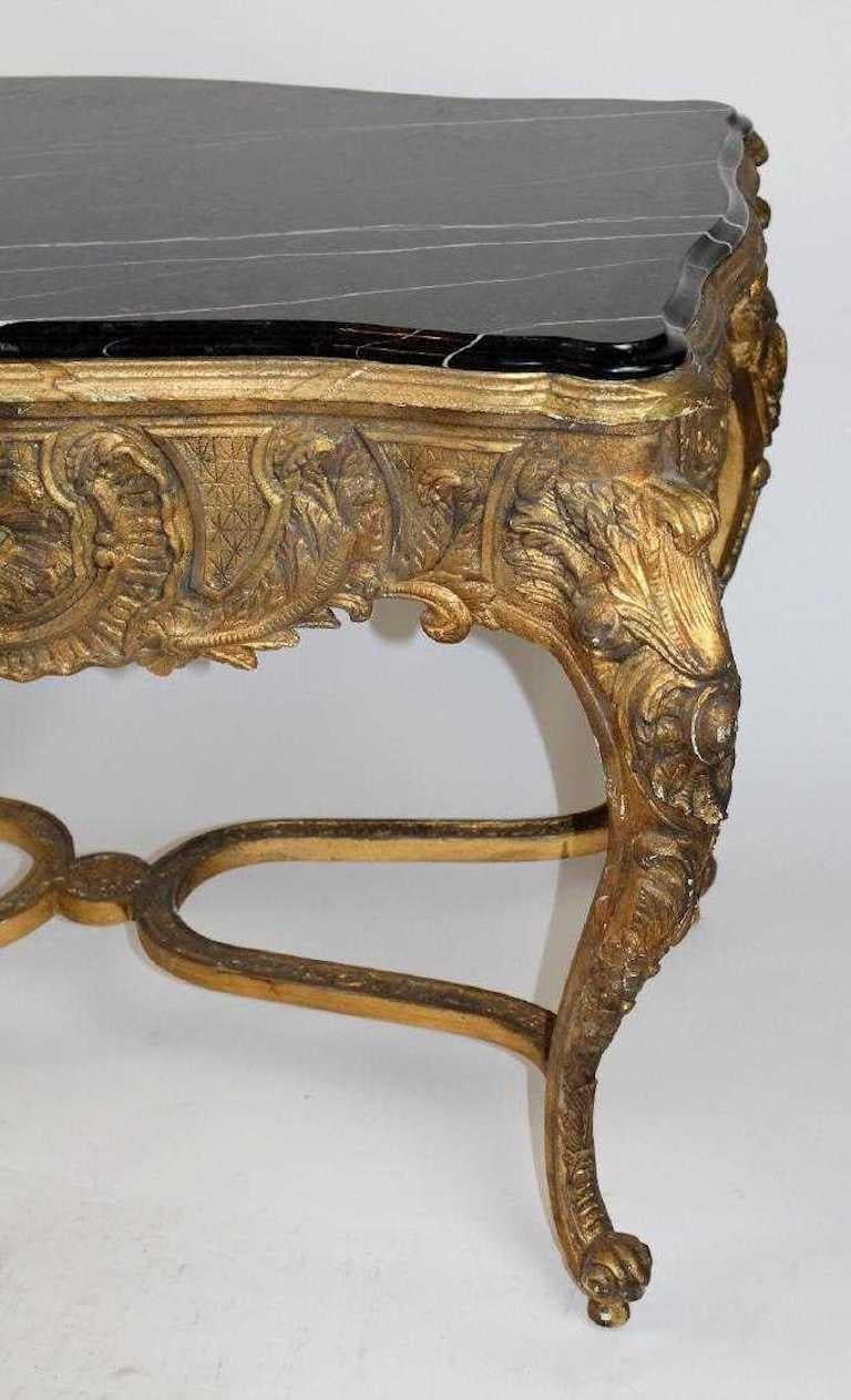 Louis XV Style Gilt Console Table with Marble Top In Good Condition For Sale In Atlanta, GA