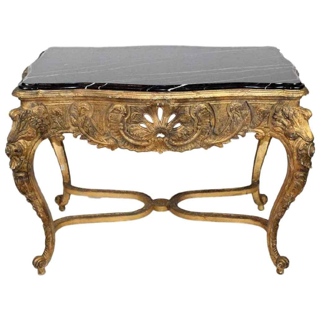 Louis XV Style Gilt Console Table with Marble Top