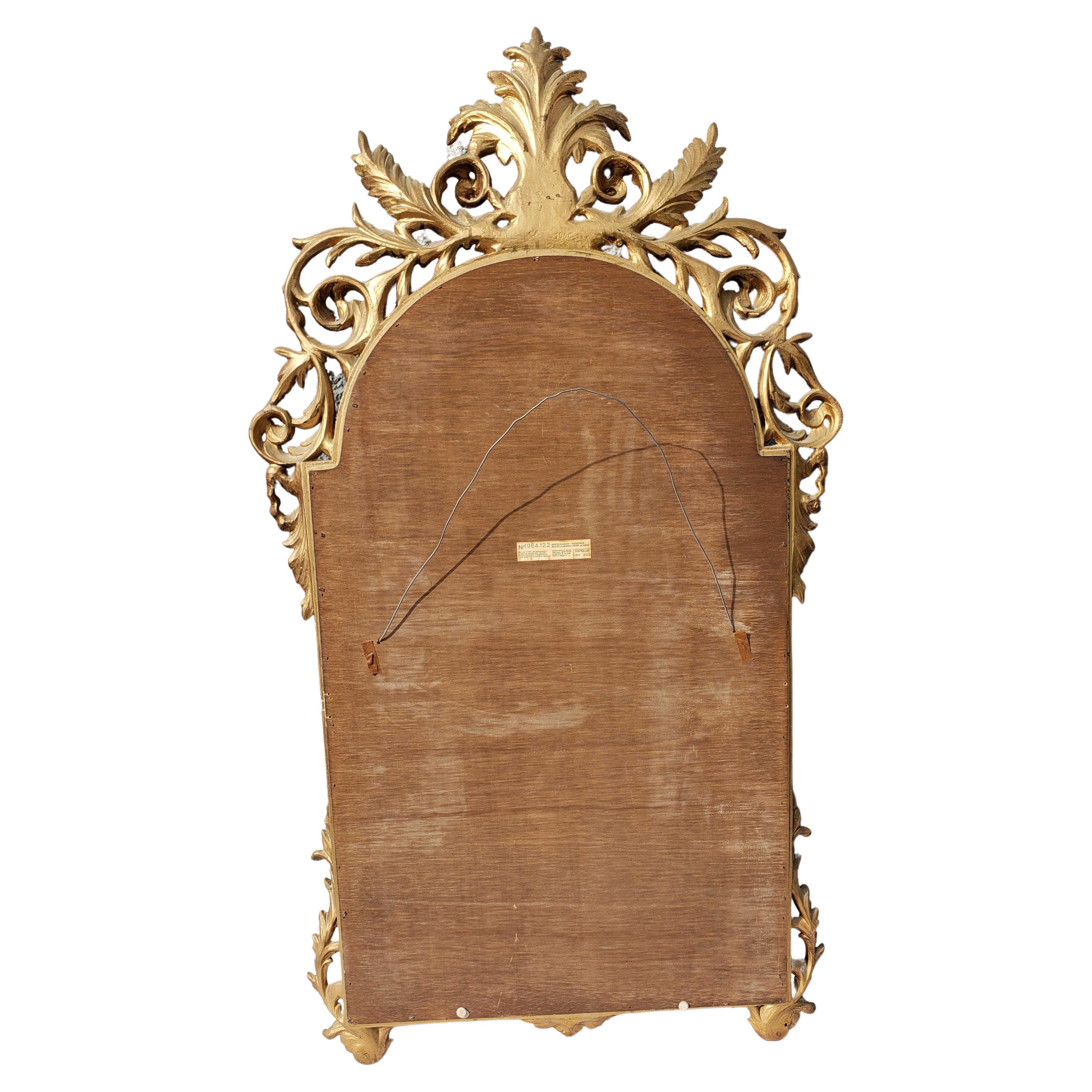 Louis XV Style Gilt Decorated Beveled Wall Mirror In Good Condition In Germantown, MD