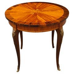 Louis XV Style Gilt Floral Marquetry Tulipwood and Kingwood Gueridon Table