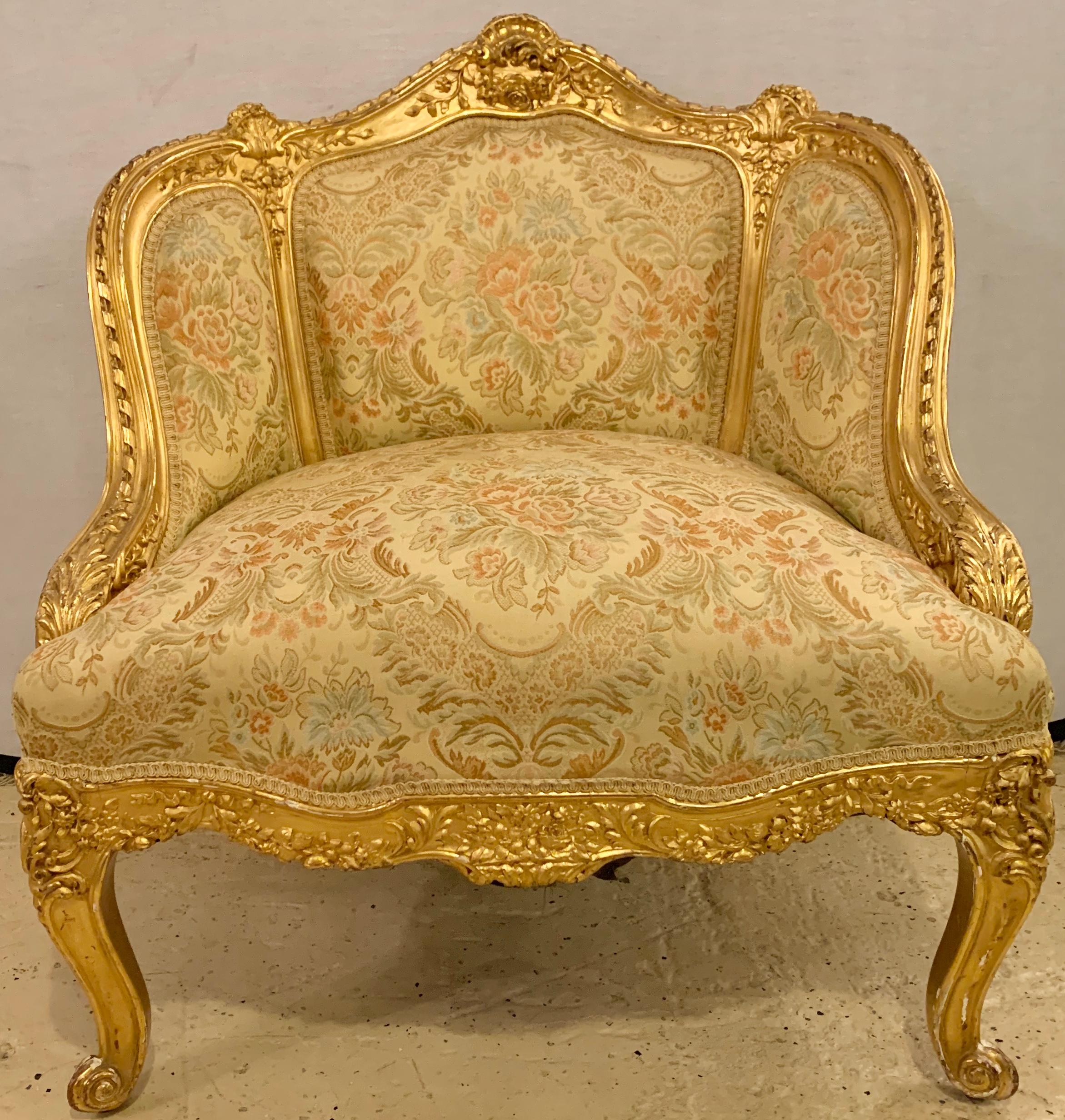 Louis XV style gilt gold armchair or bergere chair having a very fine carved frame.

Greg
EXXX/ZAAX.