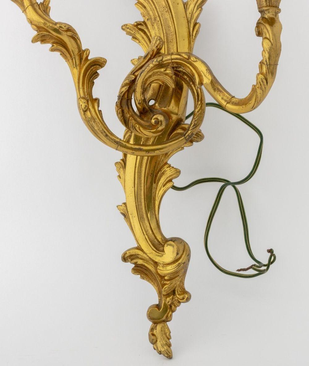 Louis XV Style Gilt Metal Two-Light Sconces, Pair For Sale 1