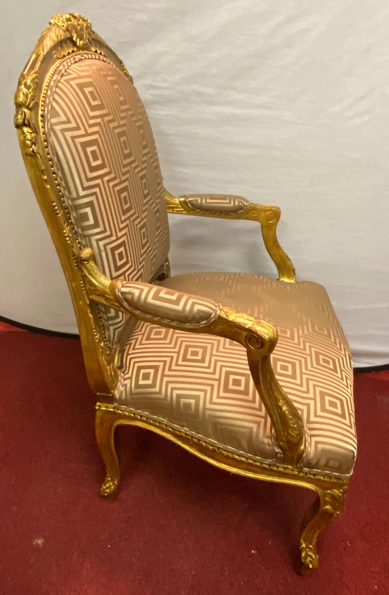 Louis XV Style Giltwood Arm Bergère Chair For Sale at 1stdibs