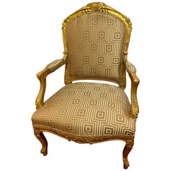 Louis XV Style Giltwood Arm Bergère Chair