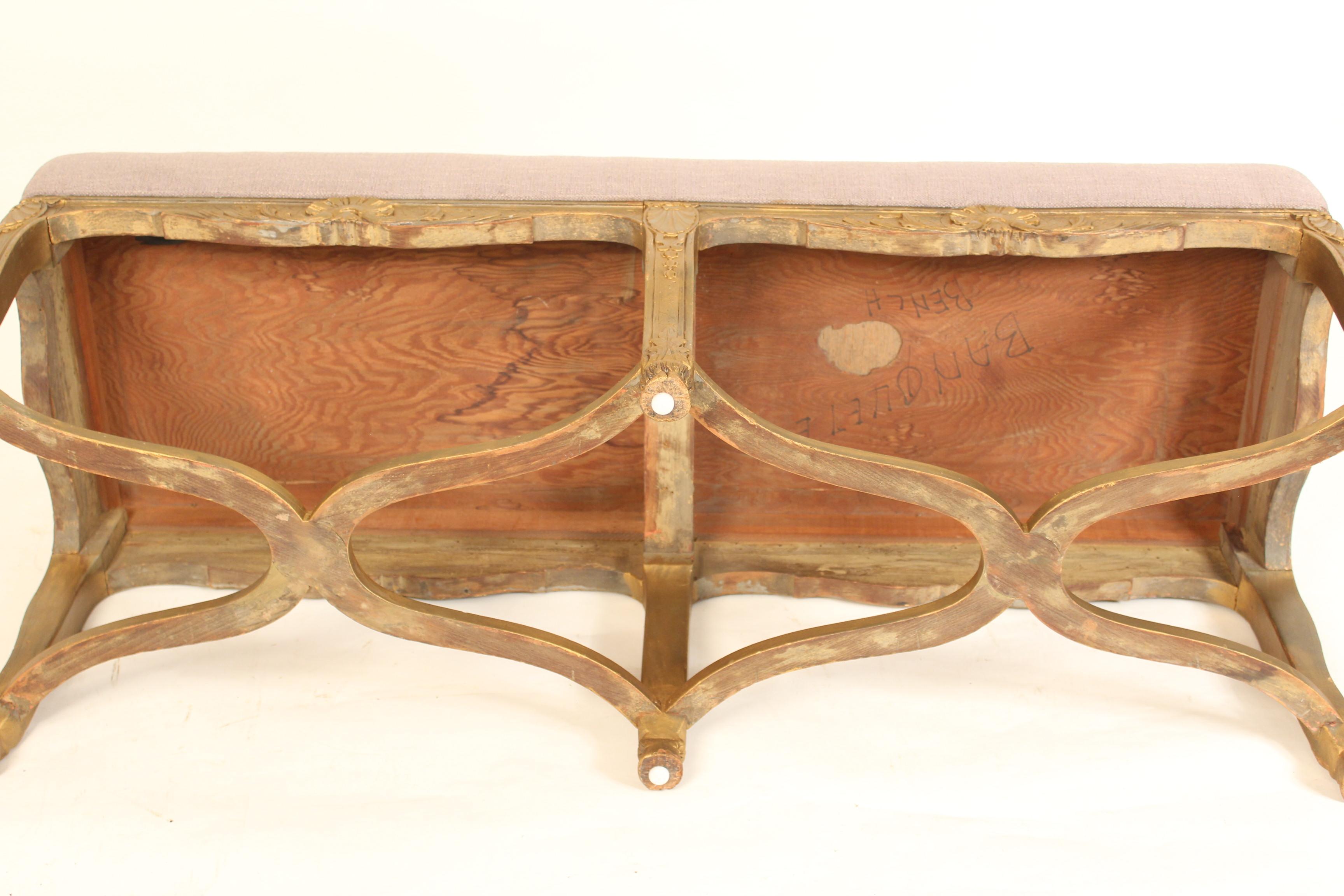 Louis XV Style Giltwood Bench 7