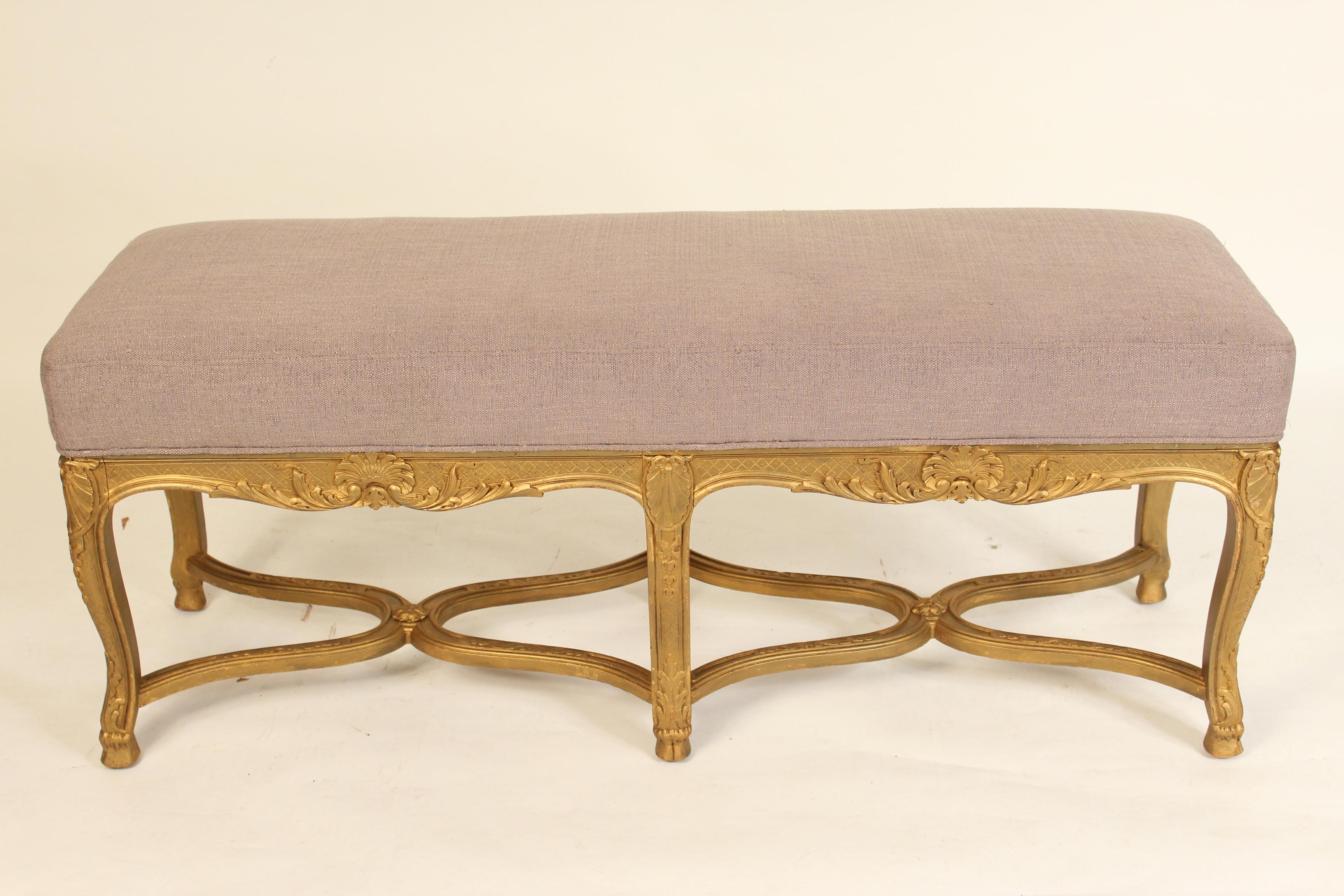 Louis XV style carved giltwood bench, circa 1930.