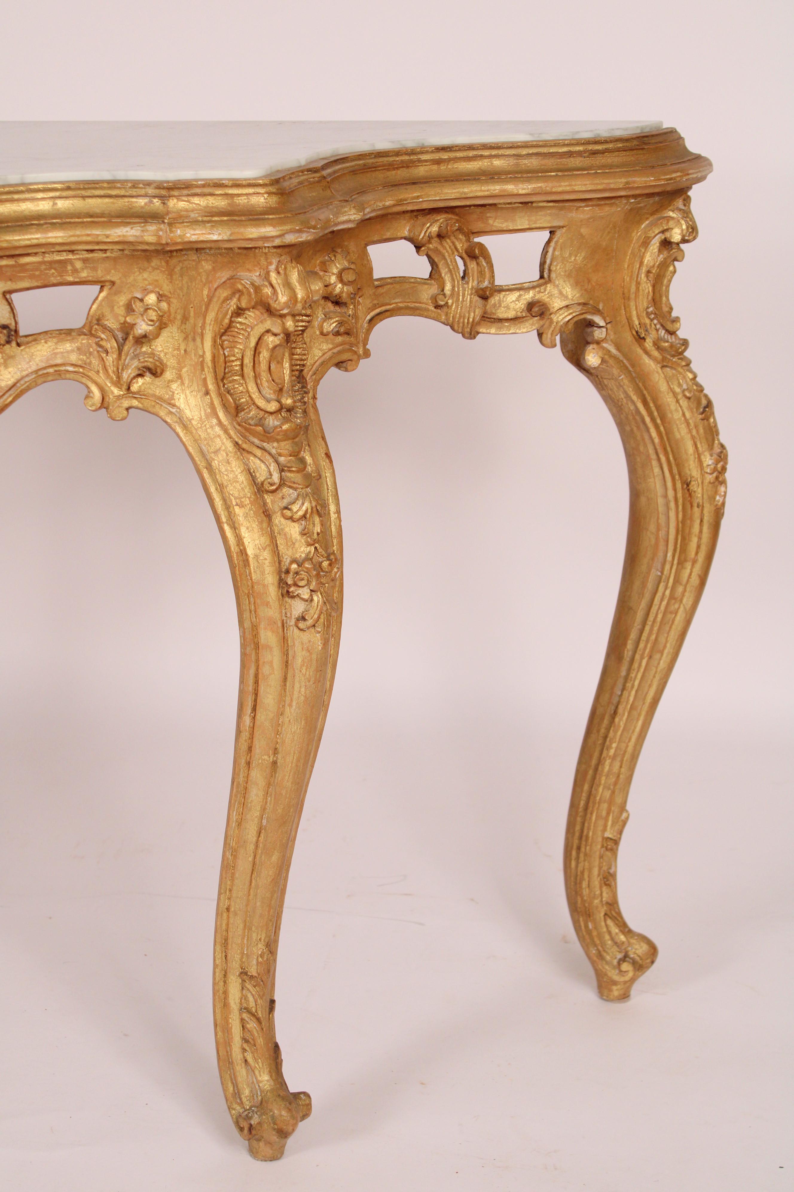 Marble Louis XV Style Giltwood Console Table