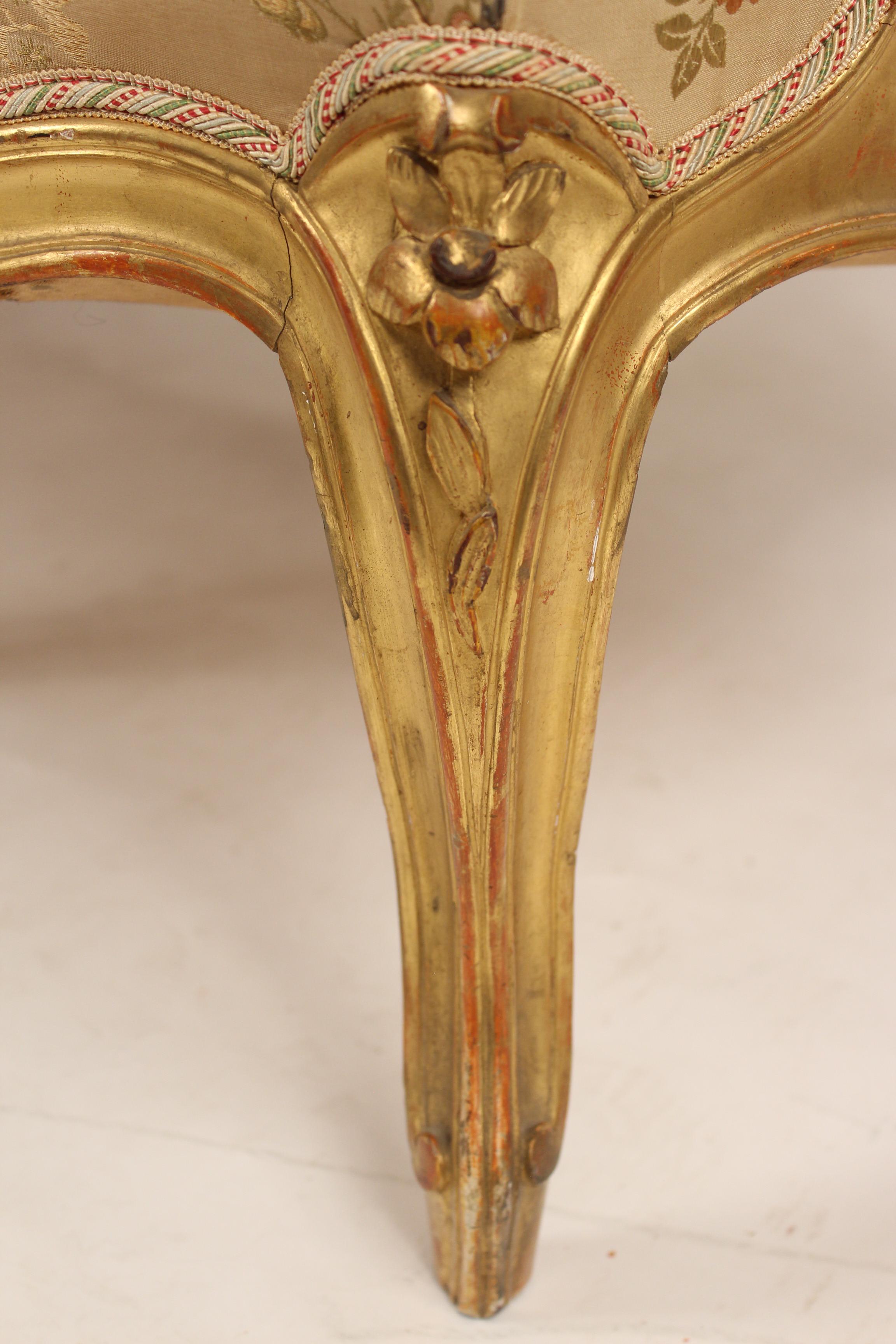 Louis XV Style Gilt Wood Settee 3