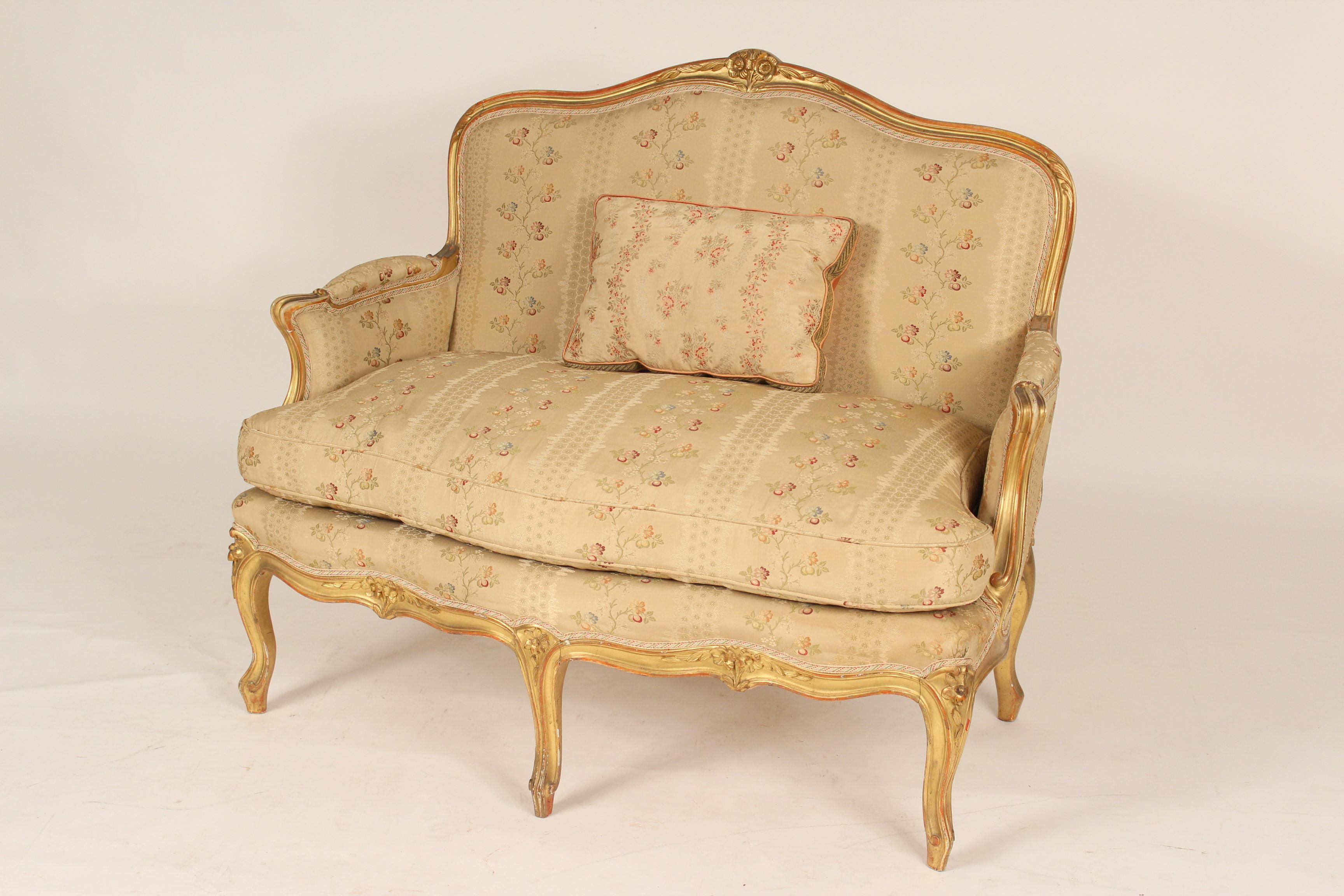 Louis XVI Louis XV Style Gilt Wood Settee