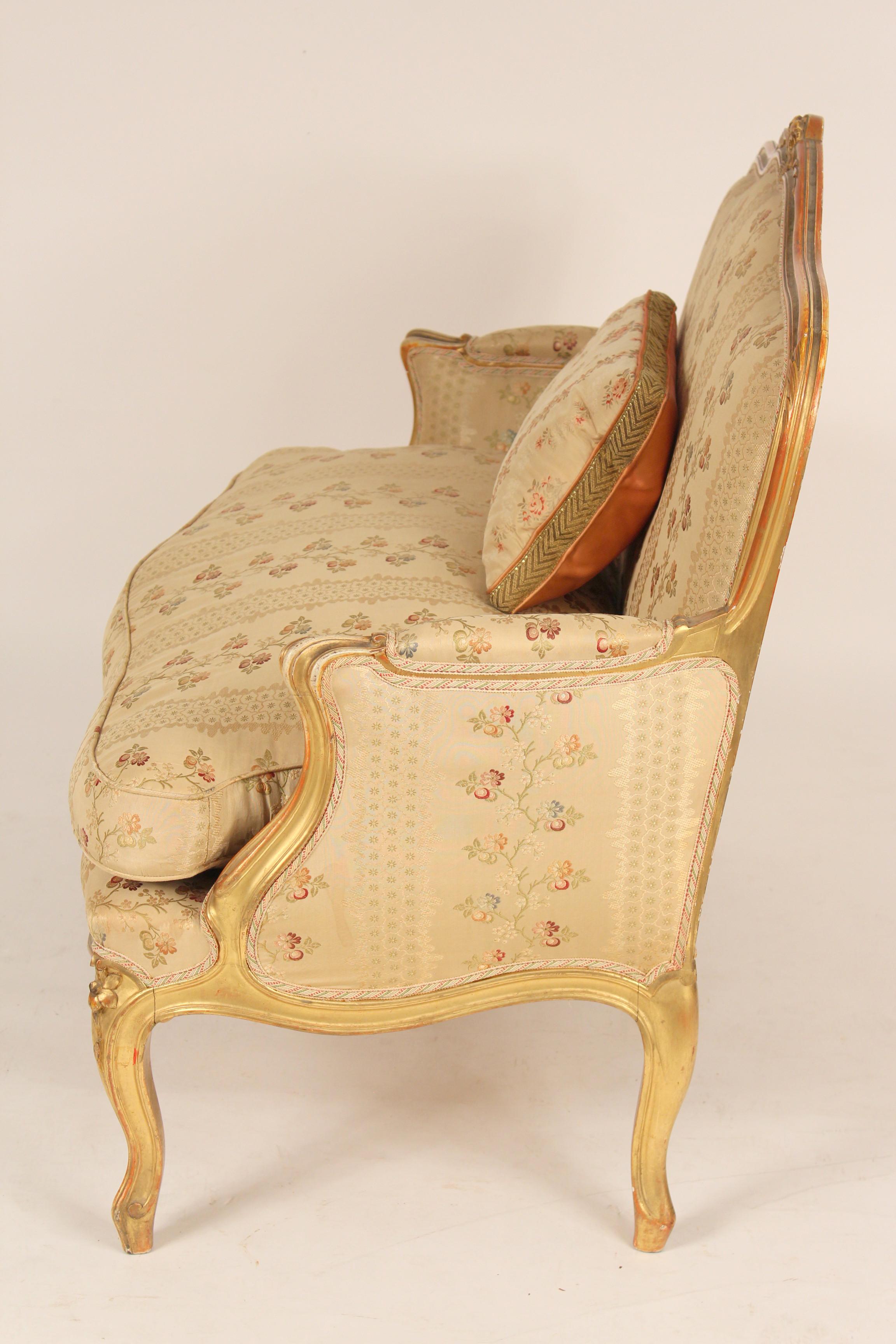 French Louis XV Style Gilt Wood Settee