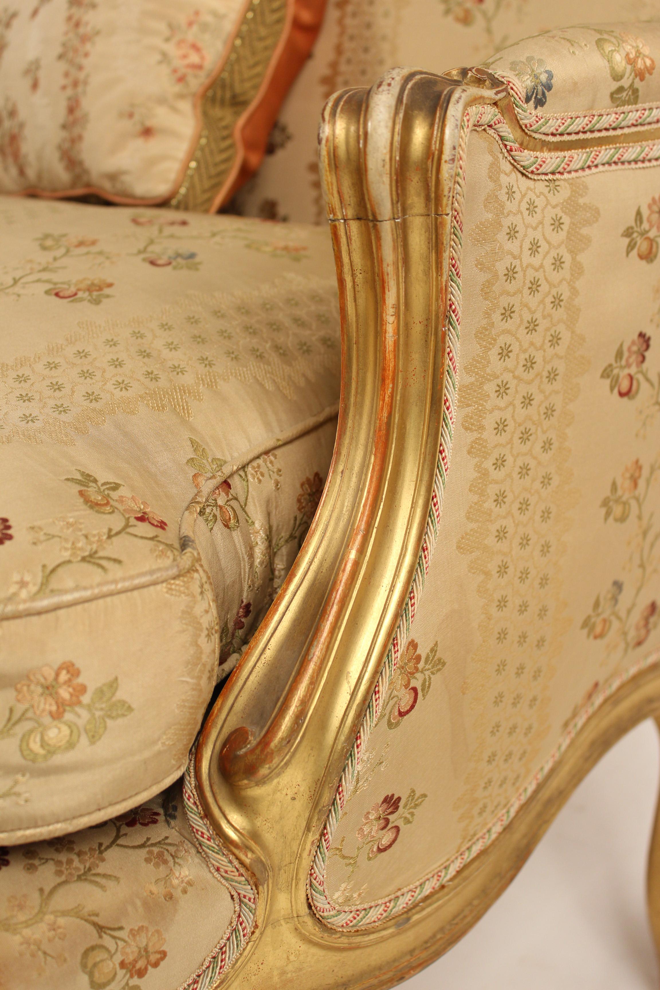 Louis XV Style Gilt Wood Settee 2