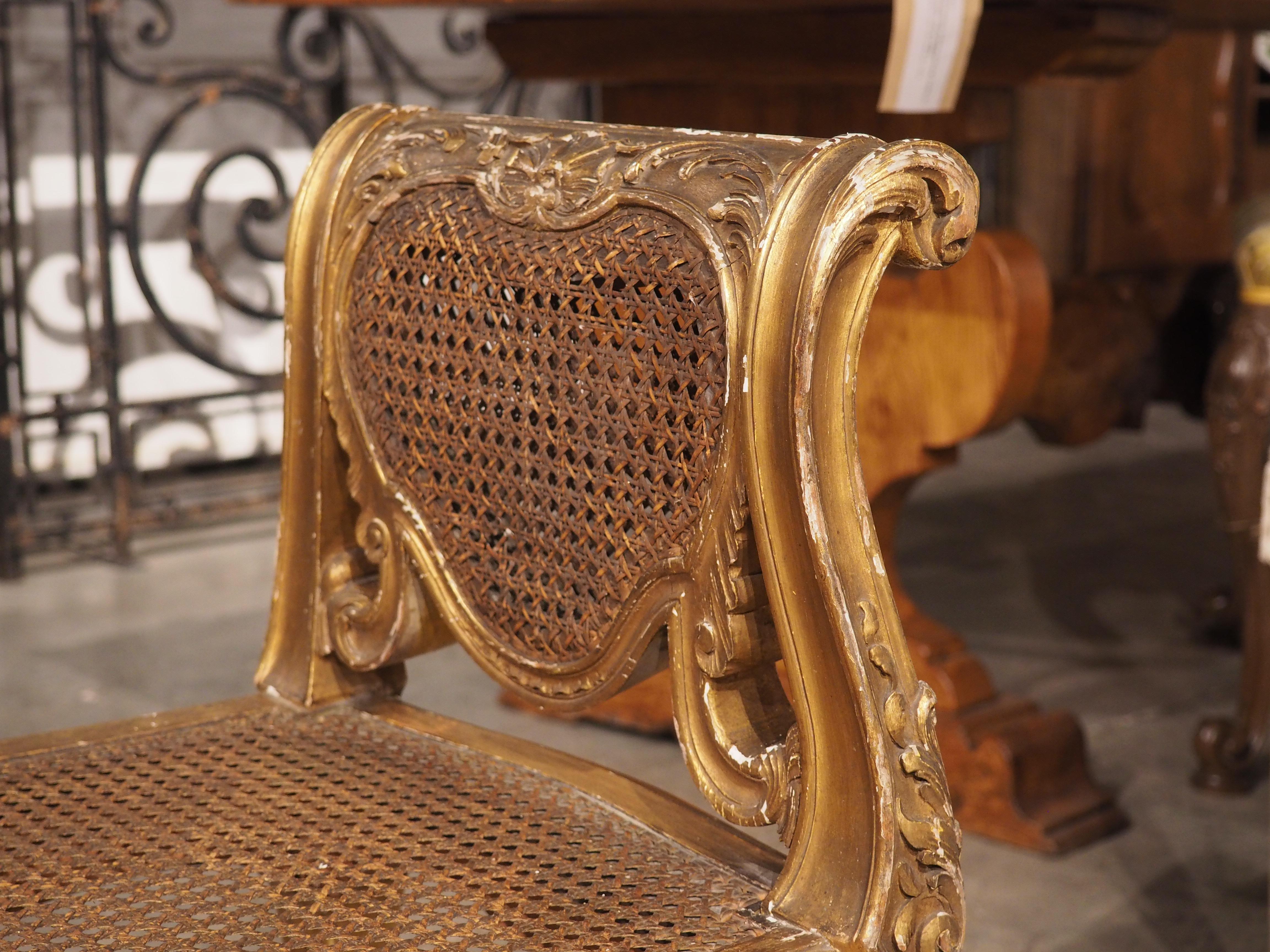 Louis XV Style Giltwood and Caned Banquette from France, circa 1850 6