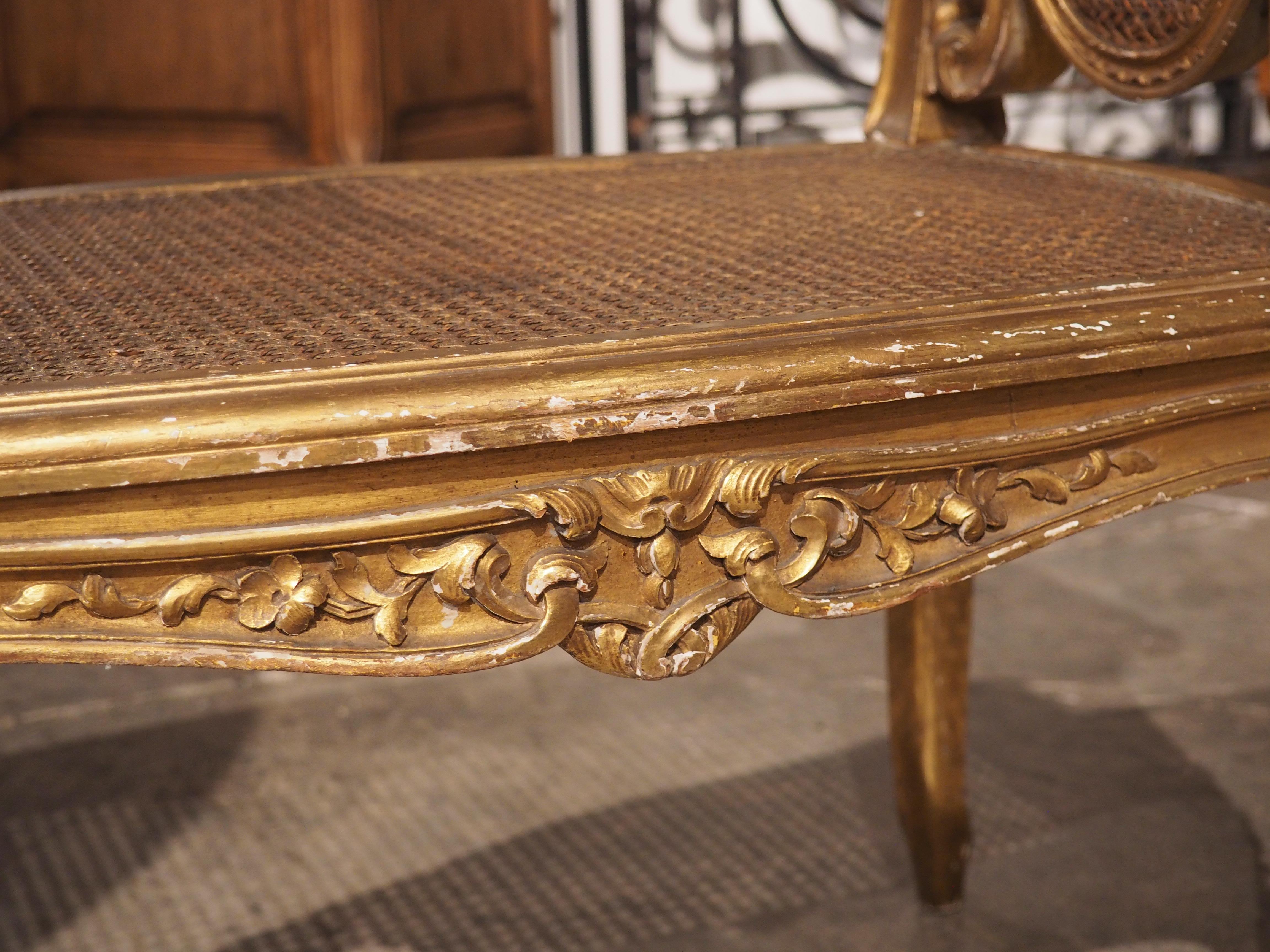 Louis XV Style Giltwood and Caned Banquette from France, circa 1850 8