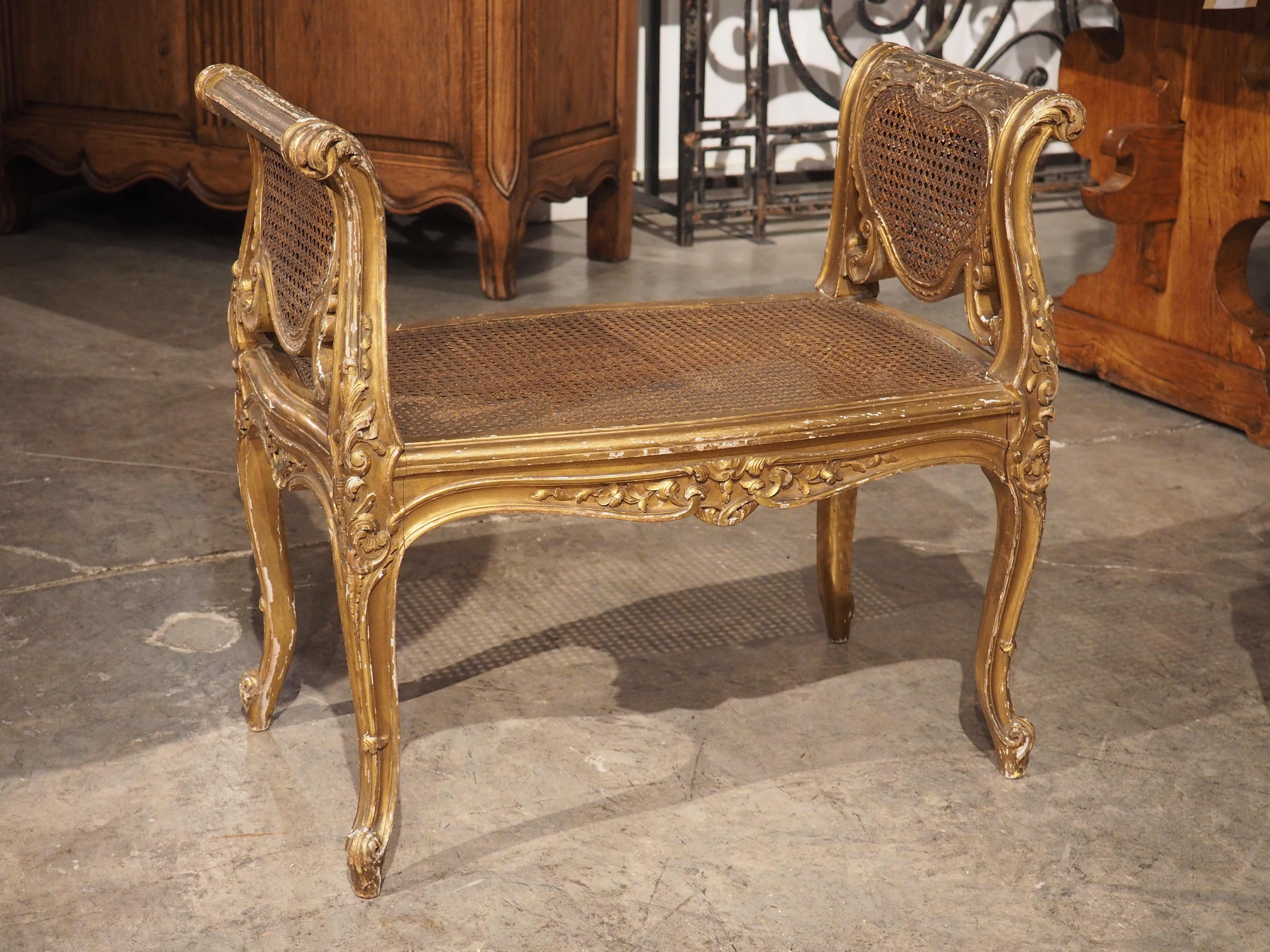 Louis XV Style Giltwood and Caned Banquette from France, circa 1850 10