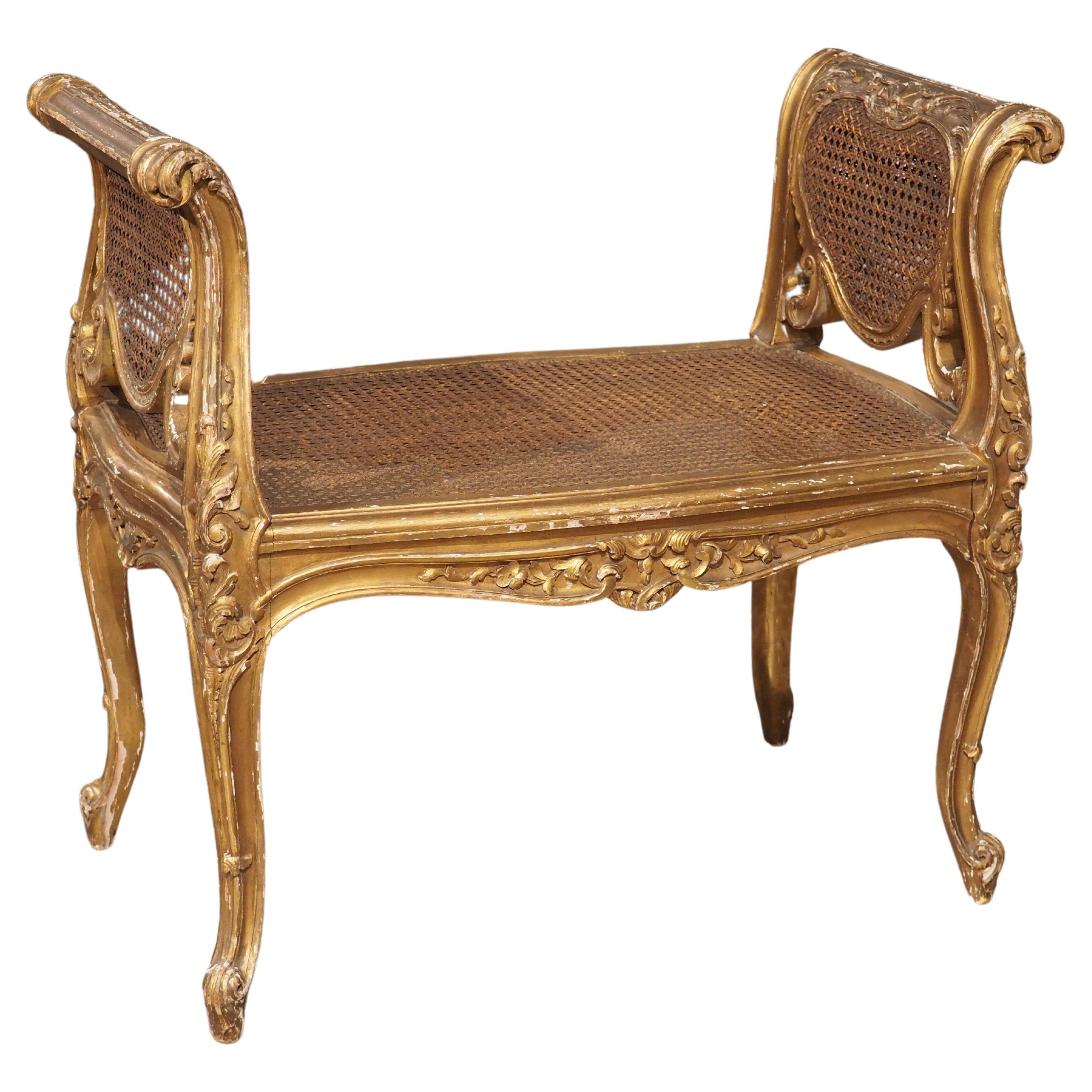 Louis XV Style Giltwood and Caned Banquette from France, circa 1850 at  1stDibs