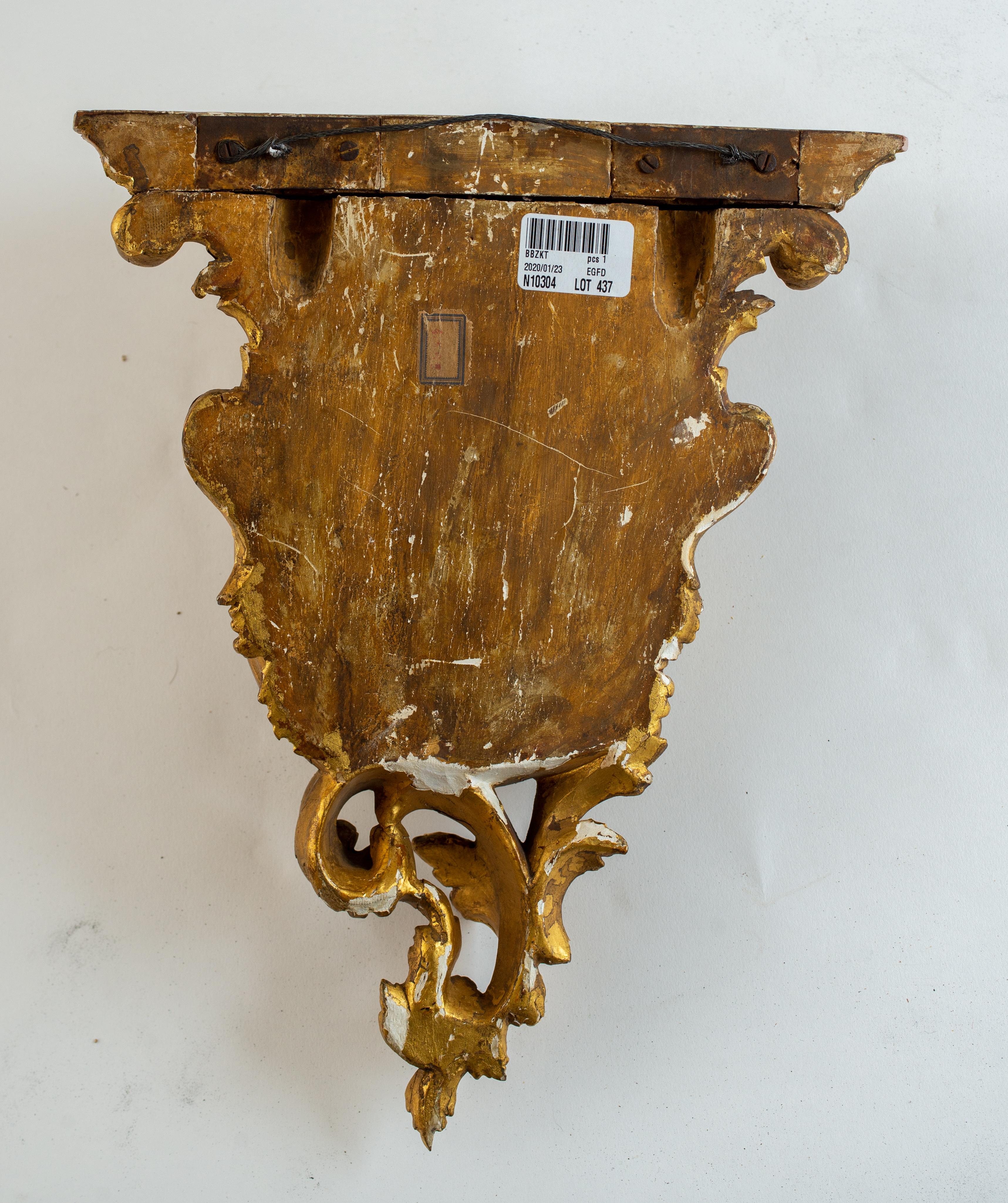 19th Century Louis XV Style Giltwood and Chinoiserie Porcelain Wall Bracket For Sale