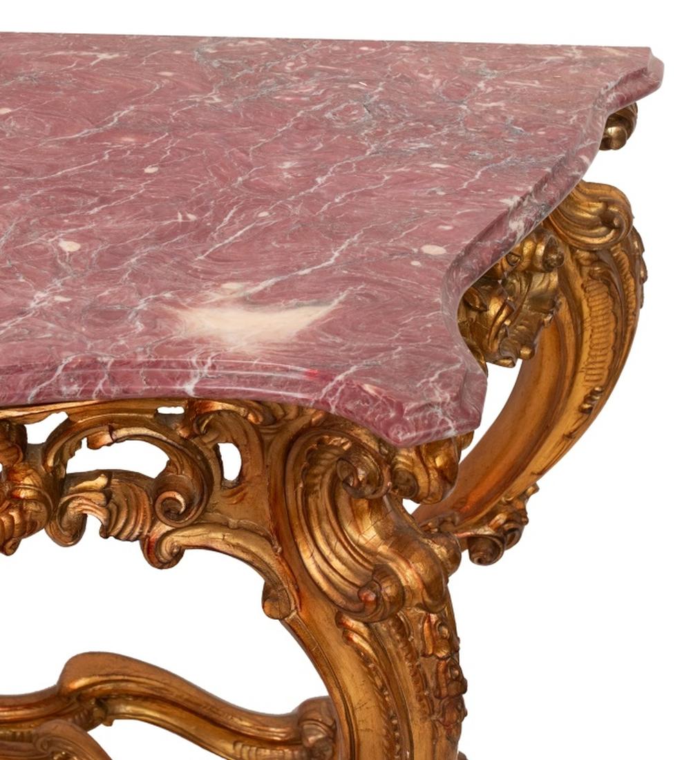 Louis XV Style Giltwood and Marble Console Table In Good Condition For Sale In Astoria, NY