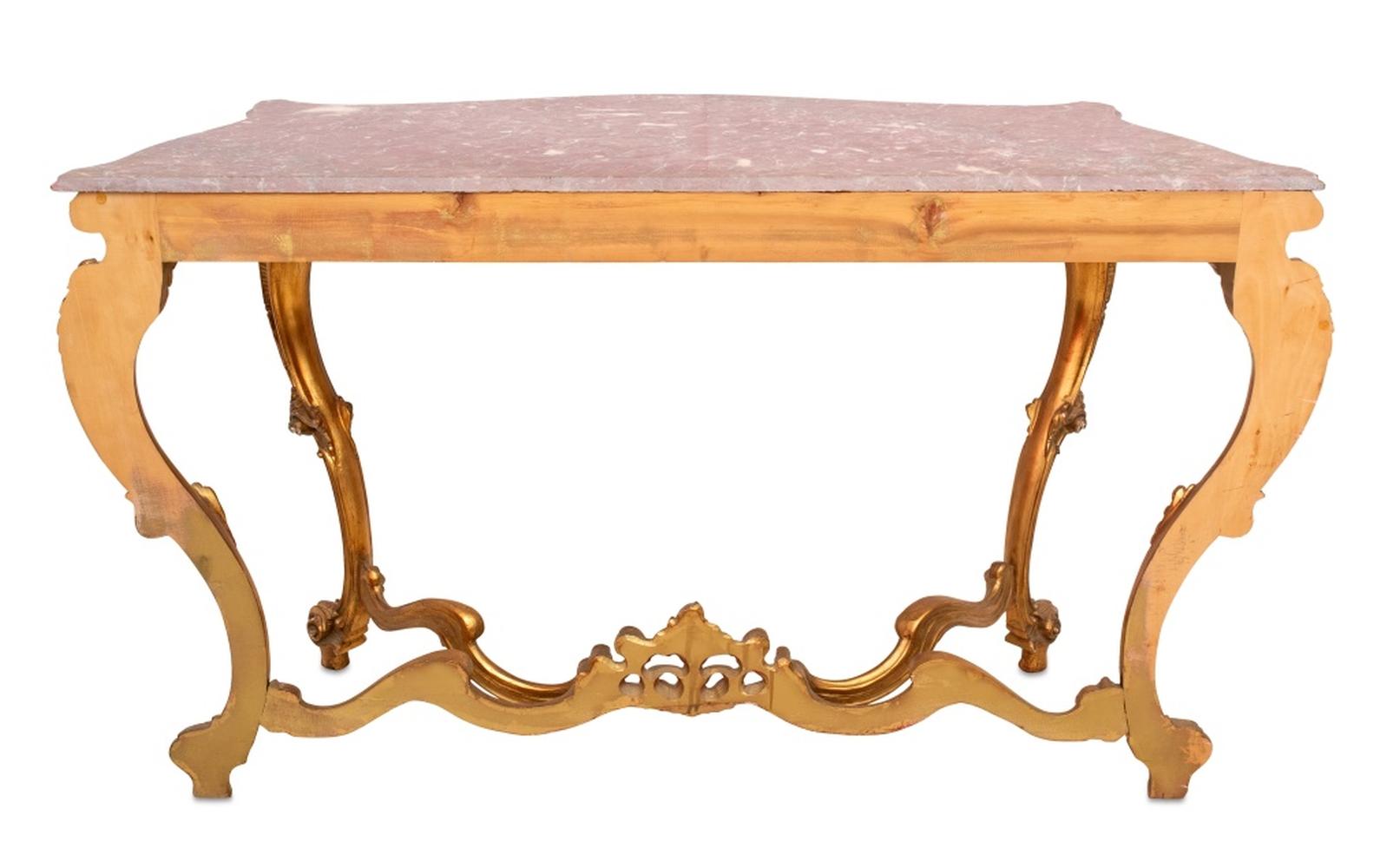 20th Century Louis XV Style Giltwood and Marble Console Table For Sale