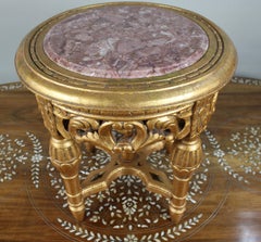 Louis XV Style Giltwood and Rouge Marble Lamp Table