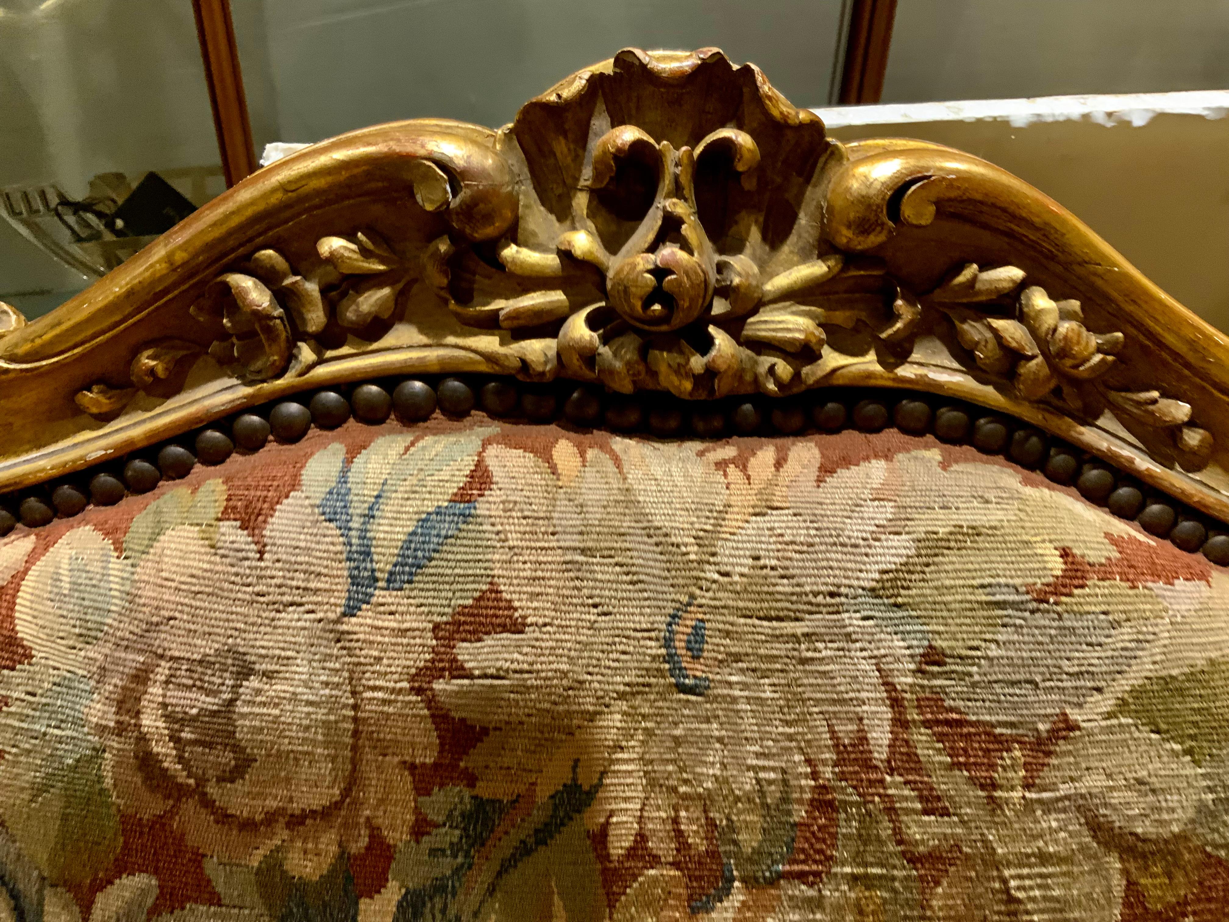 Louis XV Style Giltwood and Tapestry upholstered salon suite, 19 th century For Sale 12