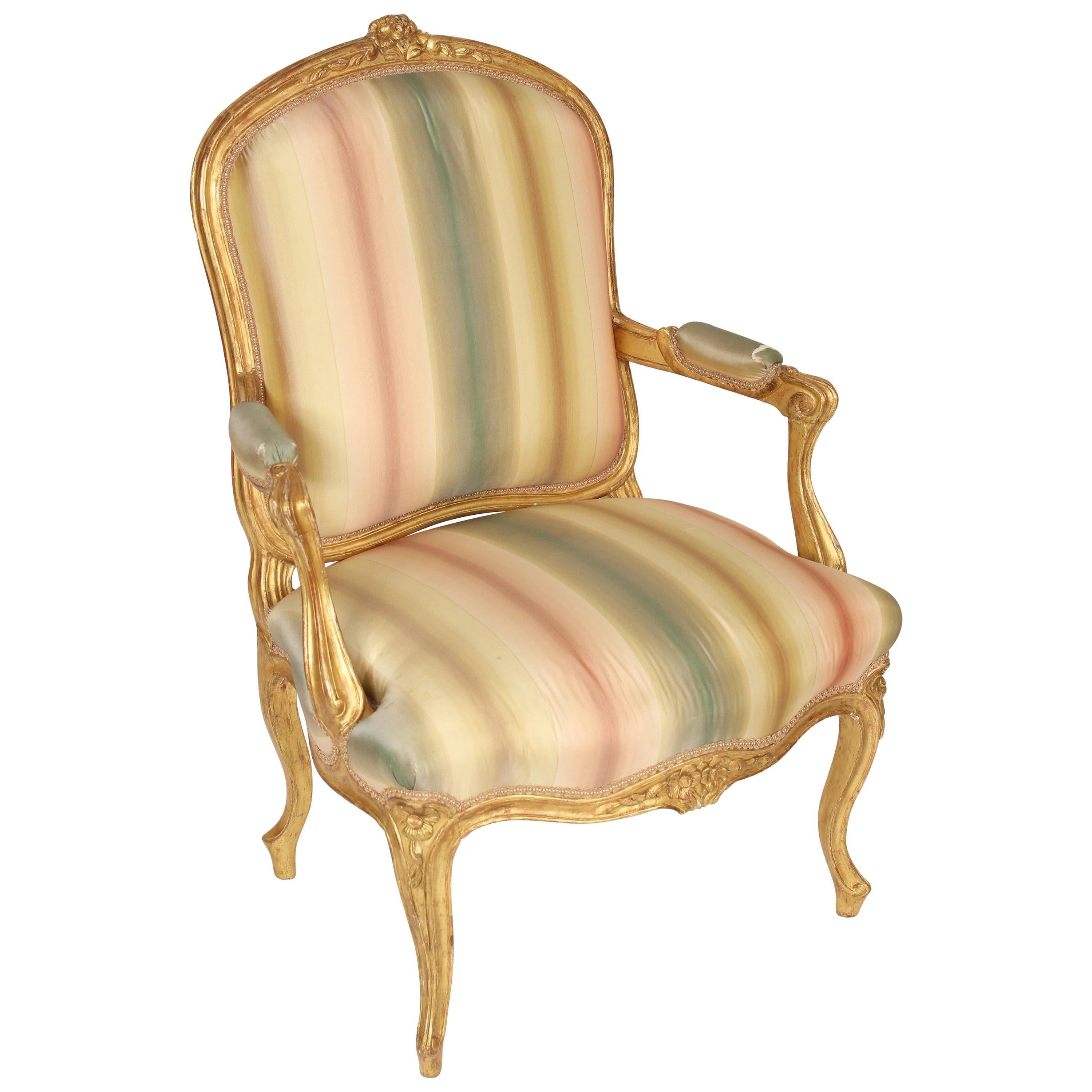 Louis XV Style Giltwood Armchair