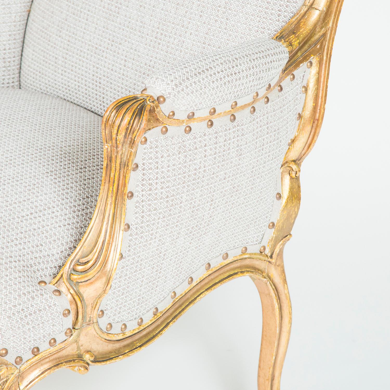 Louis XV Style Giltwood Bergere Armchairs For Sale 5