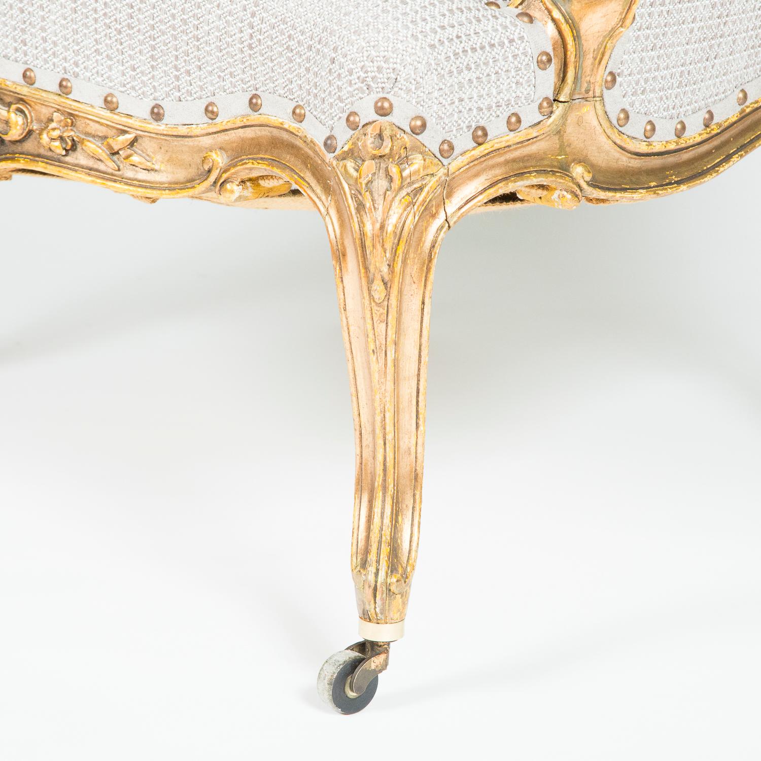 Louis XV Style Giltwood Bergere Armchairs For Sale 7