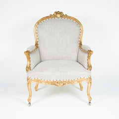 Louis XV Style Giltwood Bergere Armchairs