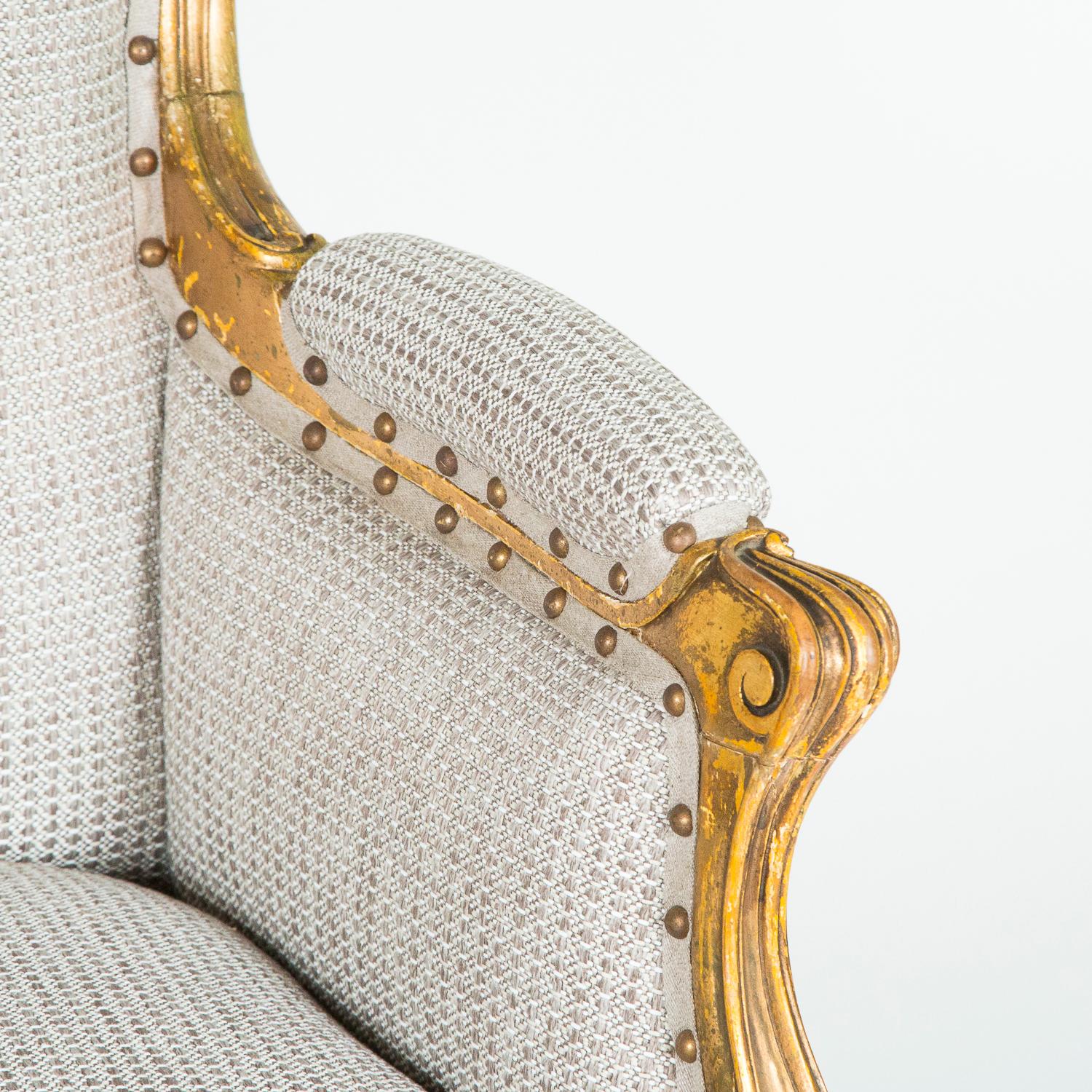 Louis XV Style Giltwood Bergere Armchairs For Sale 2
