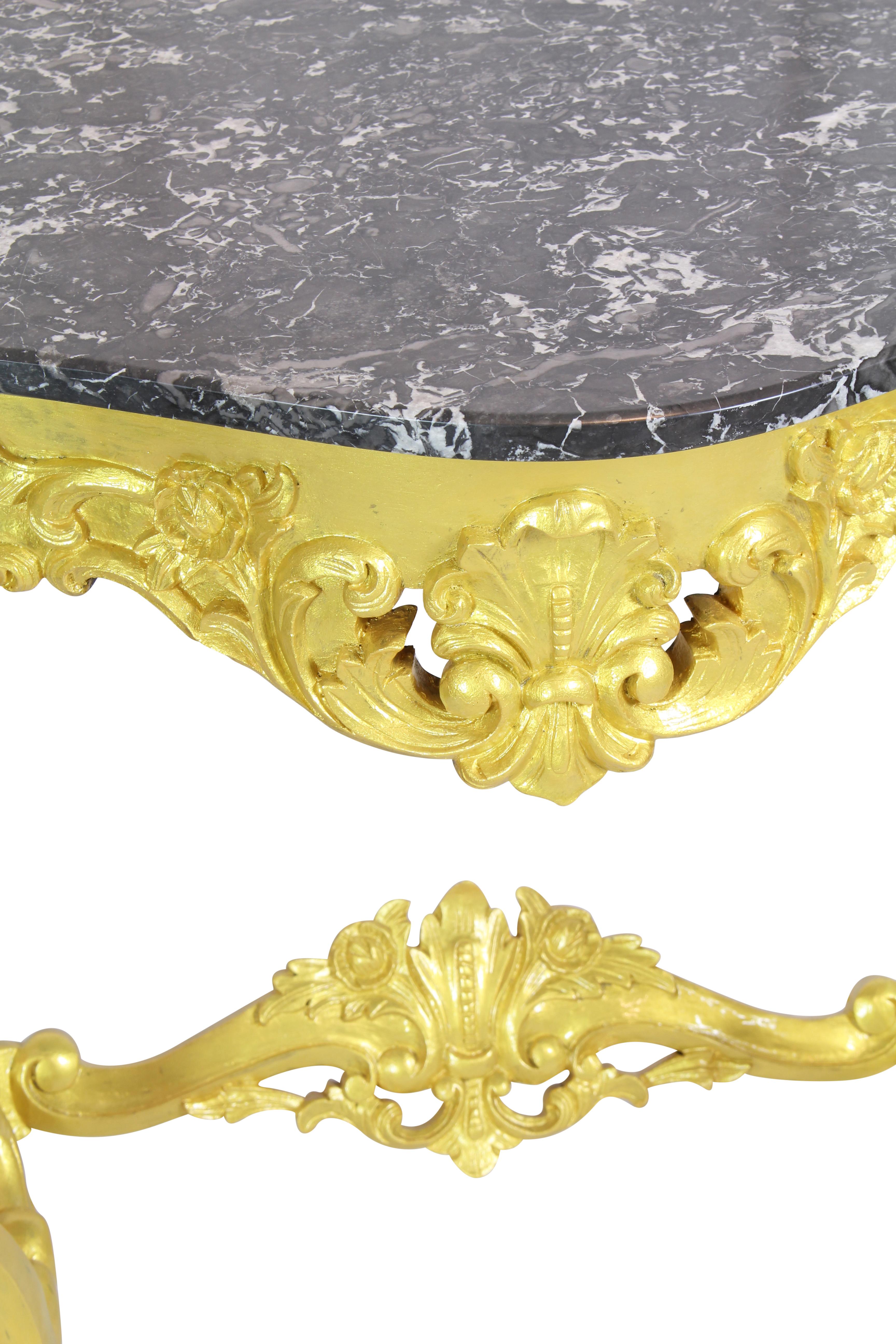 Carved Louis XV Style Giltwood Console Table For Sale