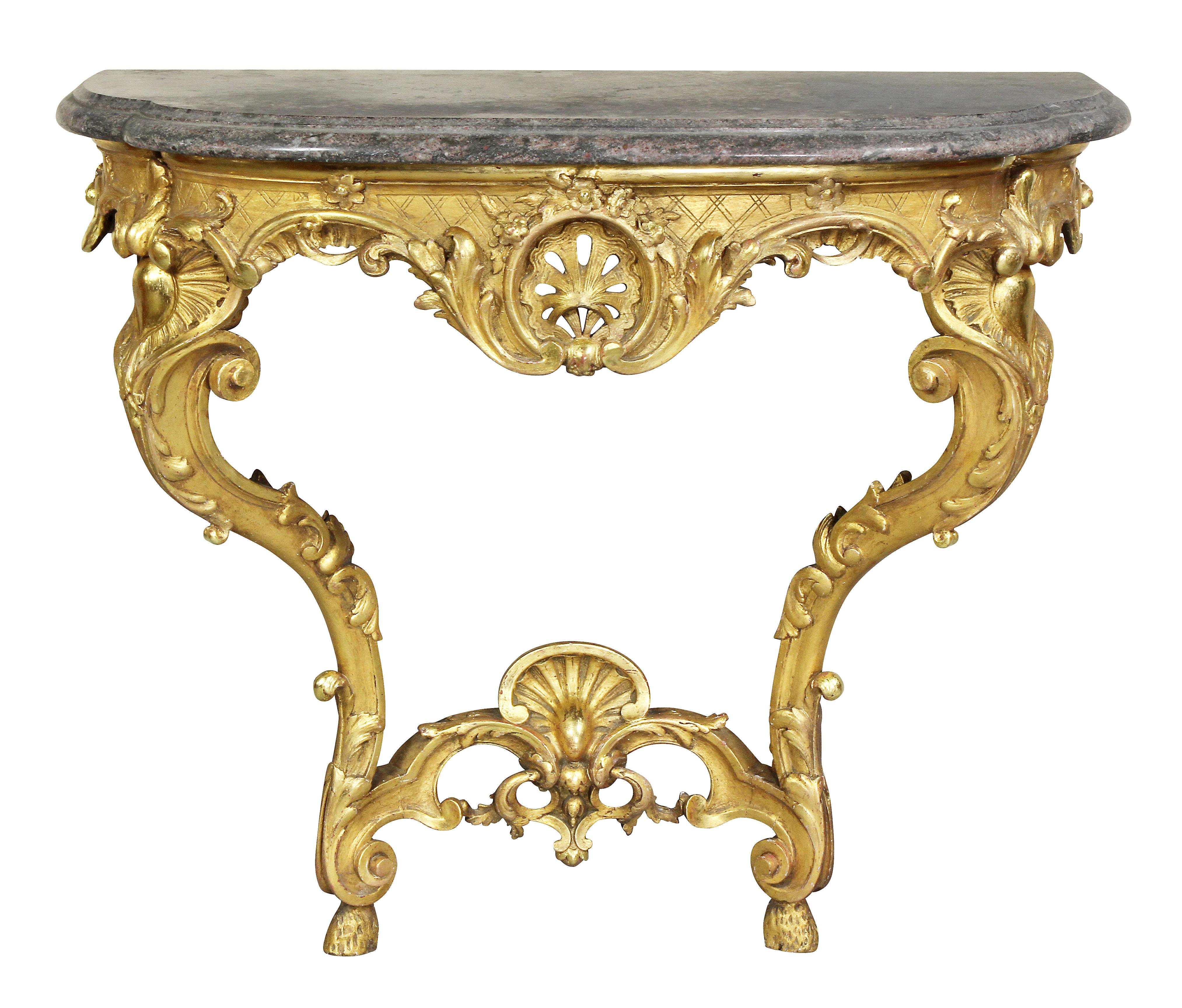 Mid-18th Century Louis XV Style Giltwood Console Table For Sale