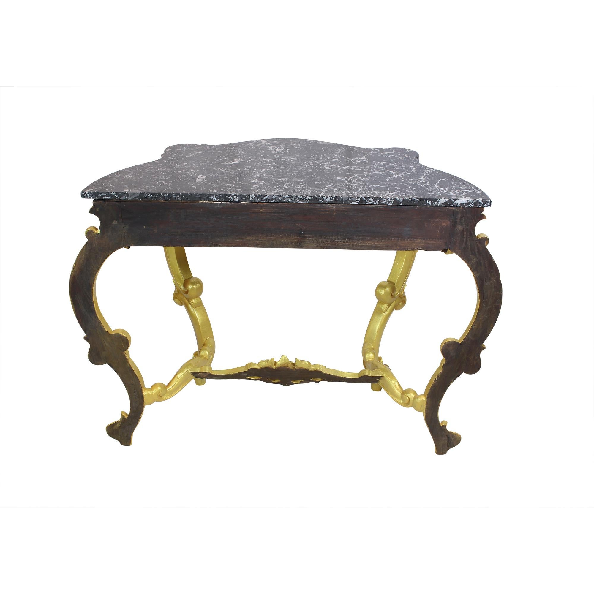 Gold Louis XV Style Giltwood Console Table For Sale