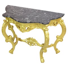 Tavolo consolle in legno dorato in stile Luigi XV
