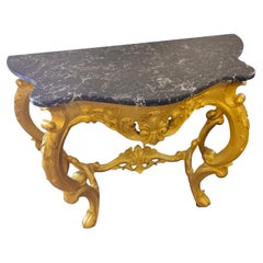 Louis XV Style Giltwood Console Table with Marble Top, circa 1900