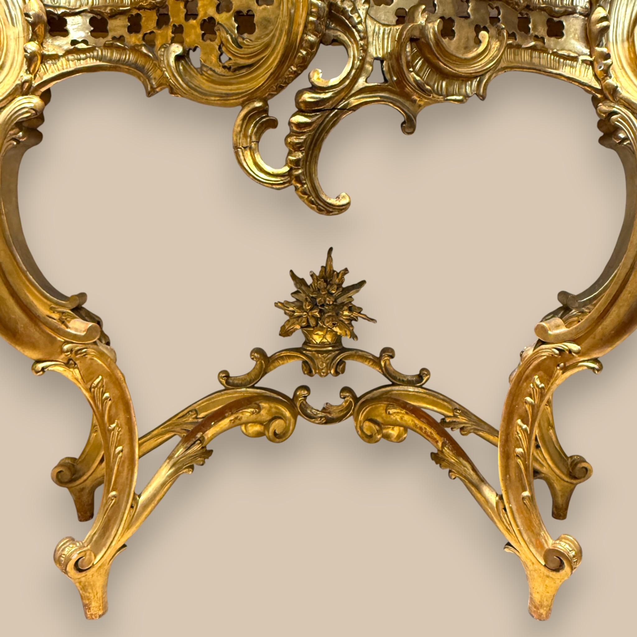 Louis XV Style Giltwood Console with Marble top, 19th Century For Sale 3