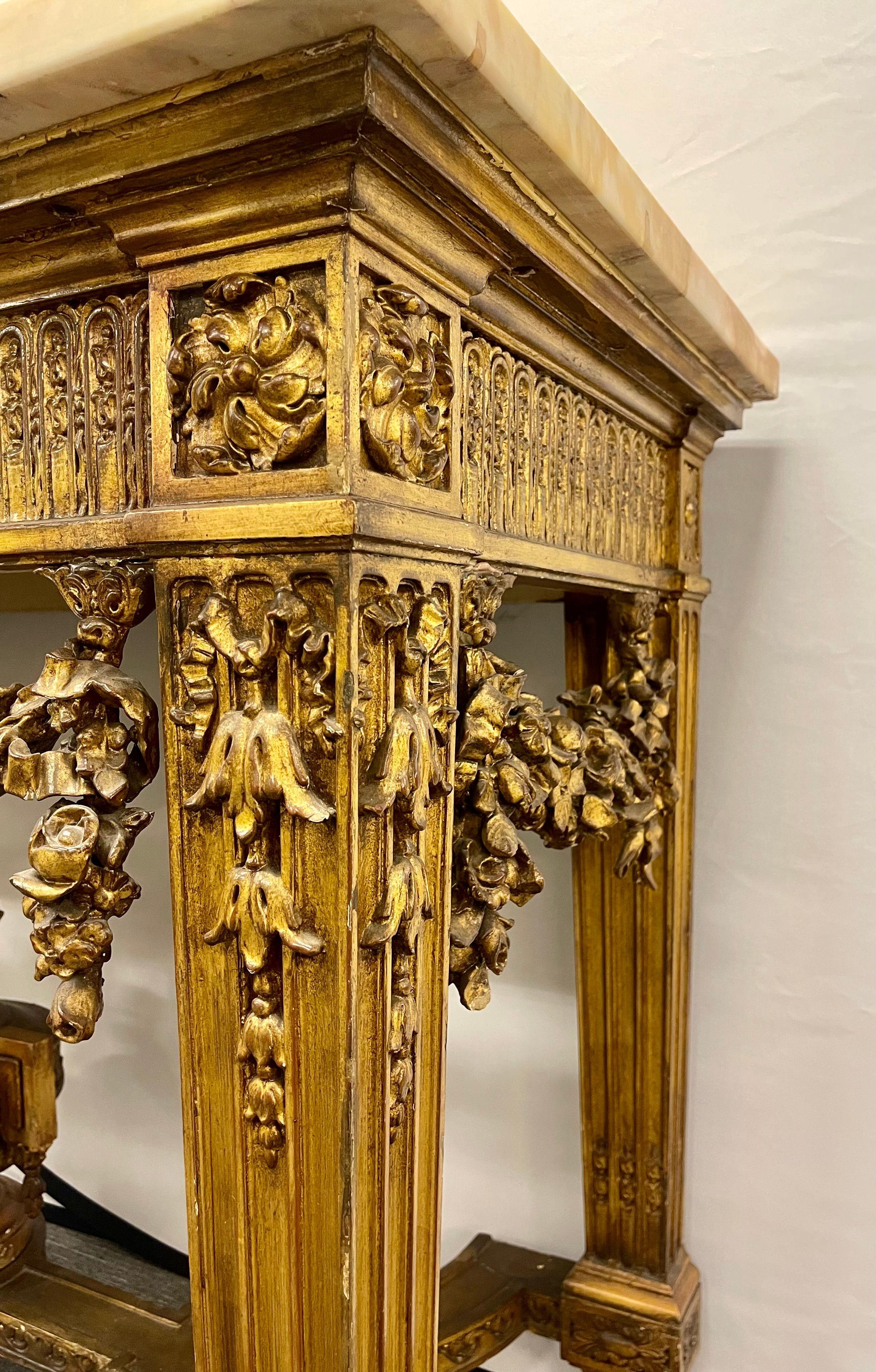 Konsole im Louis-XV-Stil aus vergoldetem Holz mit Marmorplatte, Flur- oder Mitteltisch im Angebot 8