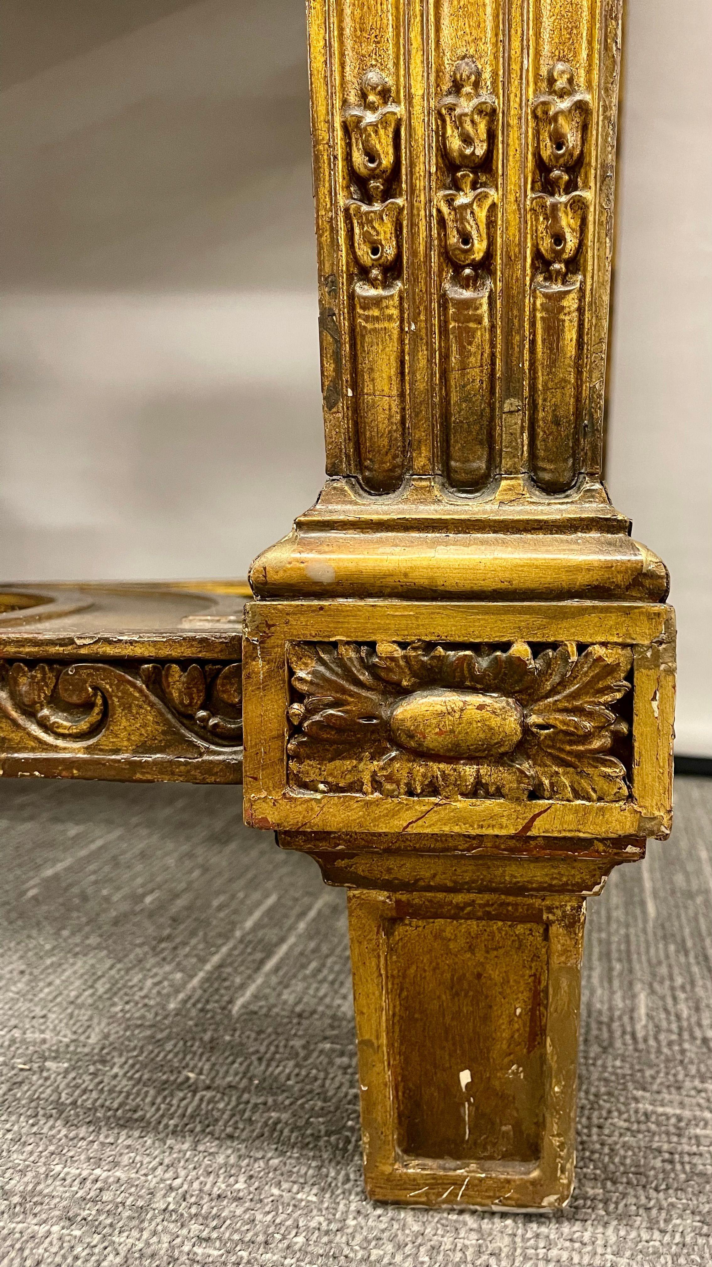 Console en bois doré de style Louis XV avec plateau en marbre, salle ou table centrale en vente 11