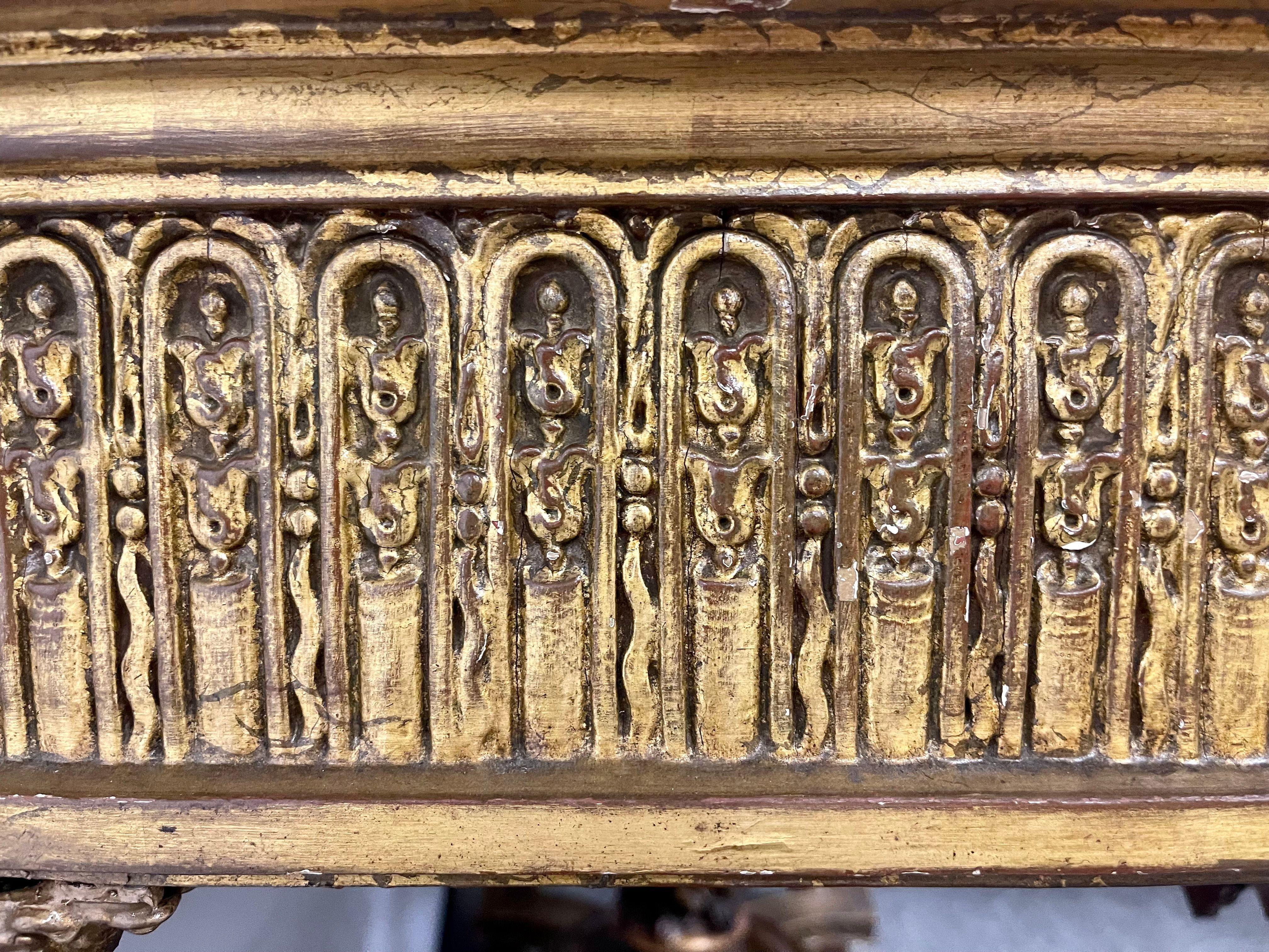 Console en bois doré de style Louis XV avec plateau en marbre, salle ou table centrale en vente 2