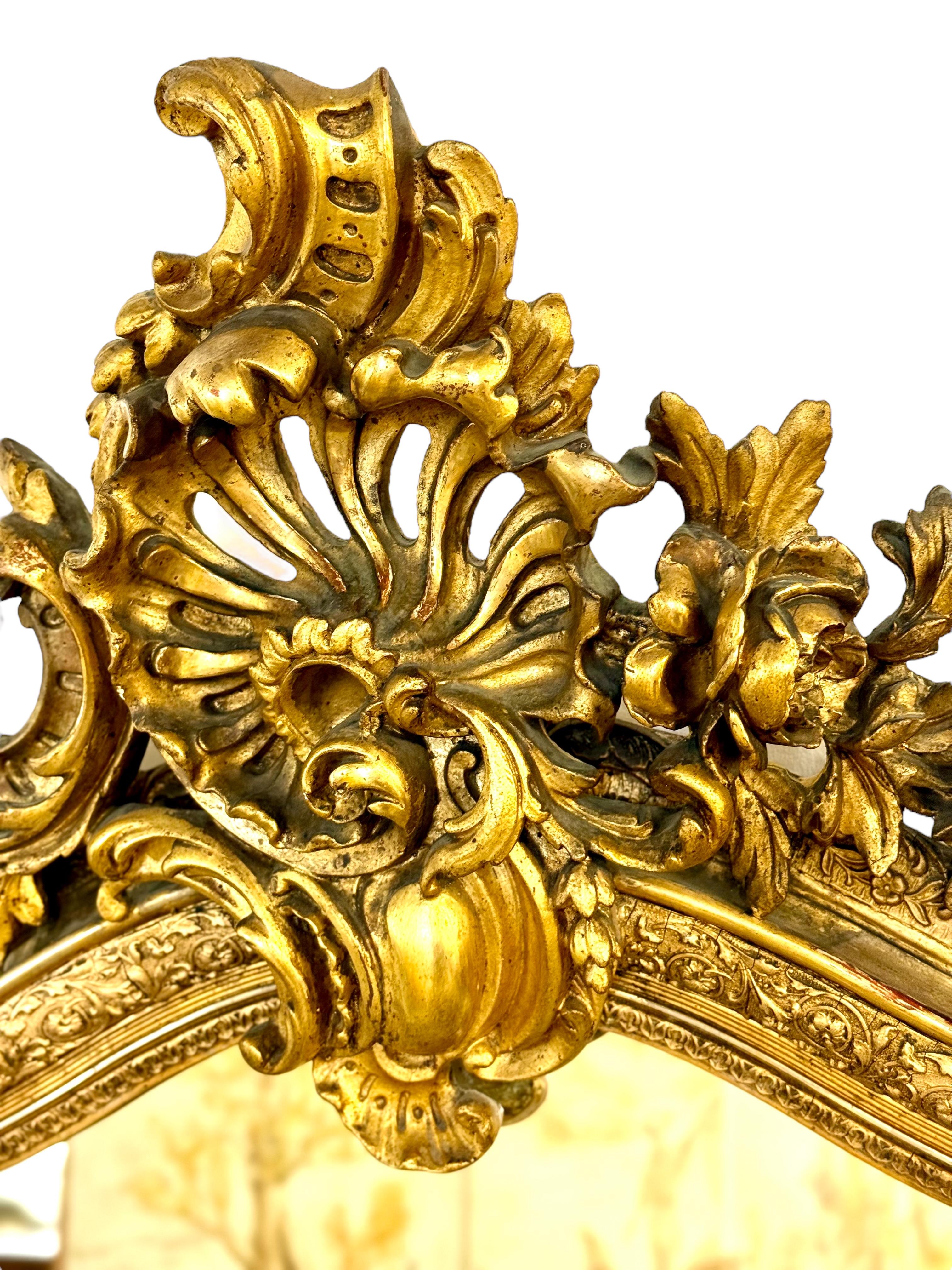 Louis XV Style Giltwood Mirror 19th Century For Sale 6