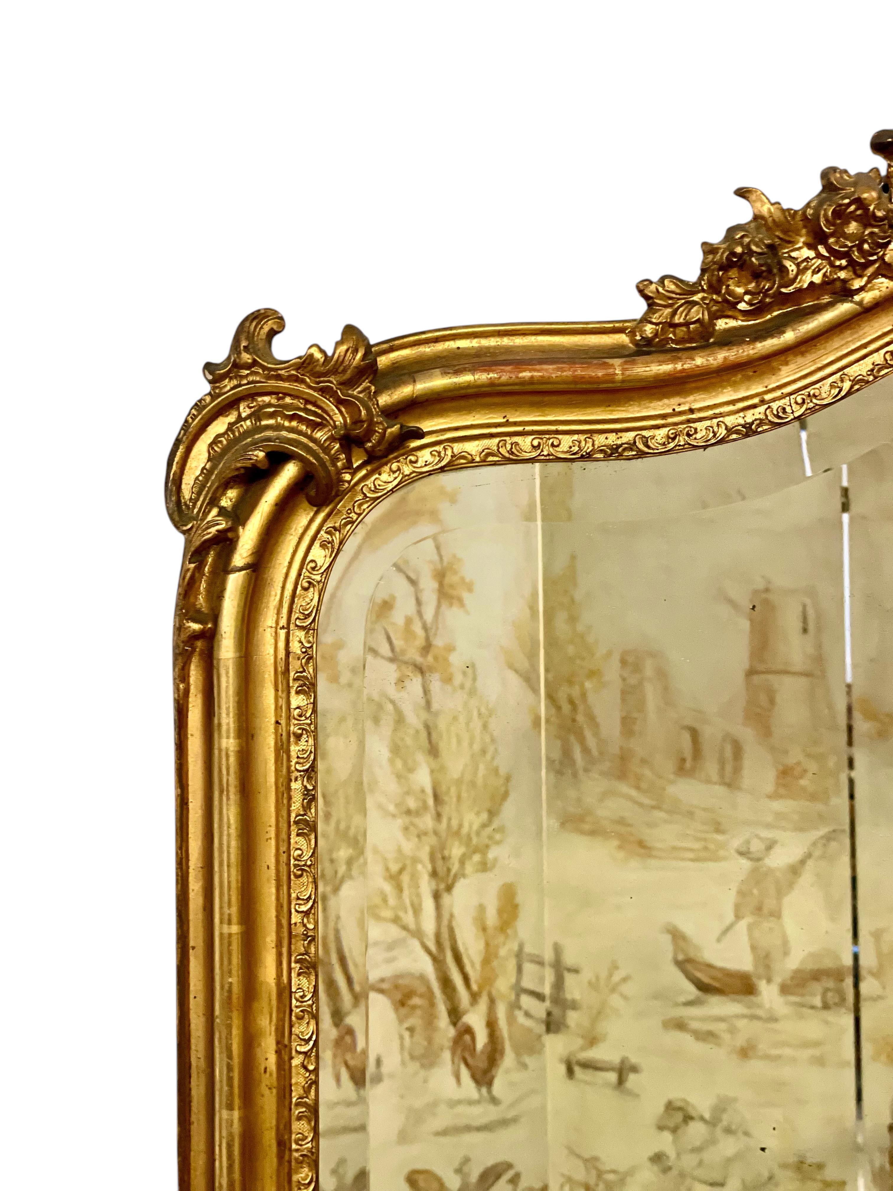 French Louis XV Style Giltwood Mirror 19th Century
