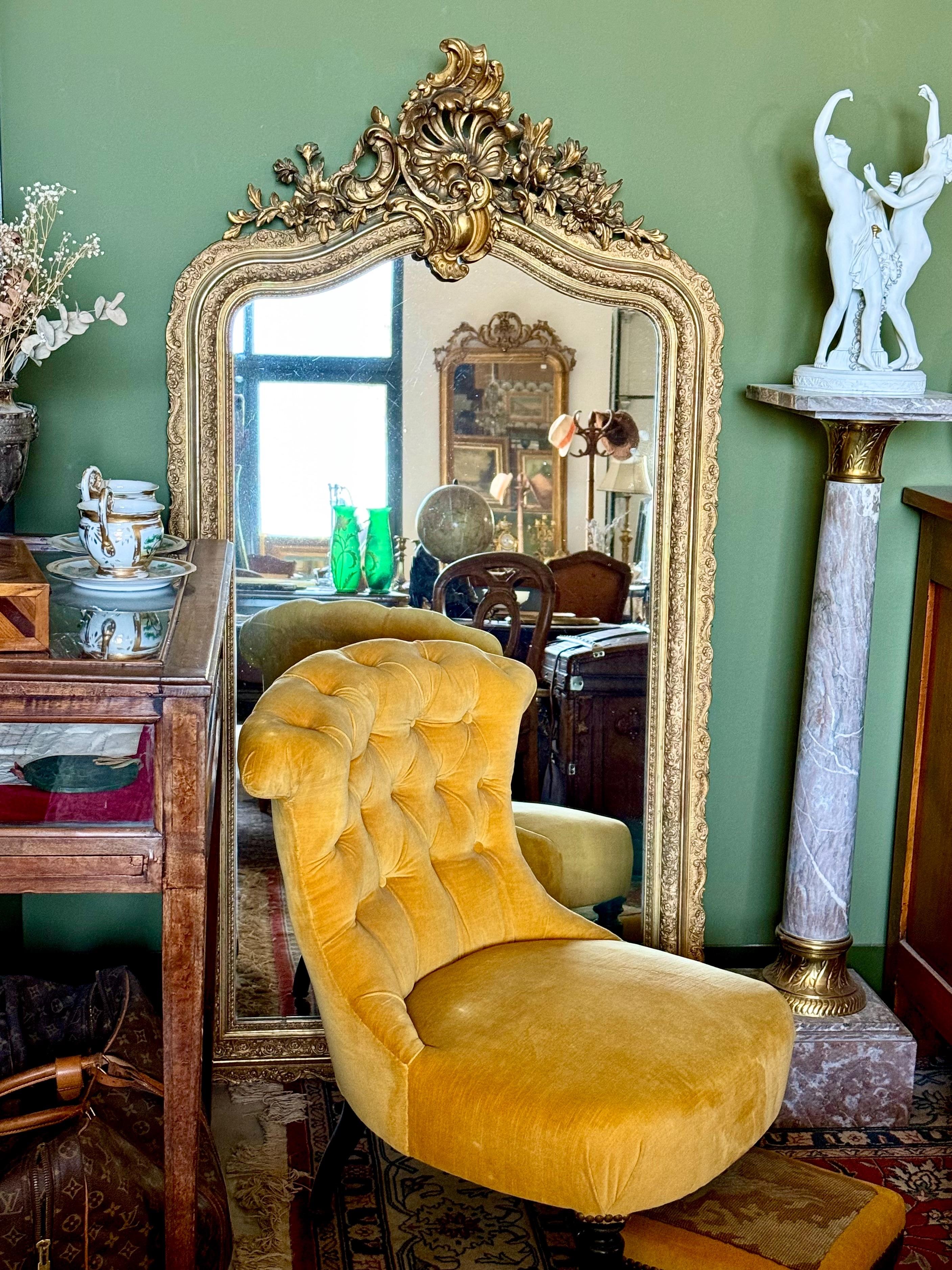 Napoleon III Louis XV Style Giltwood Mirror 19th Century For Sale